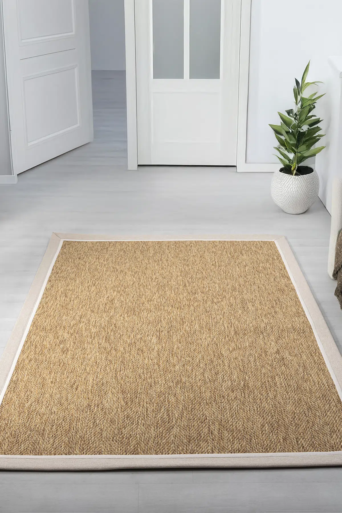 Seyran Halı Bombay 665 Kahve Jüt Sisal Halı  - 2 Renkli Bordürlü Halı Yolluk