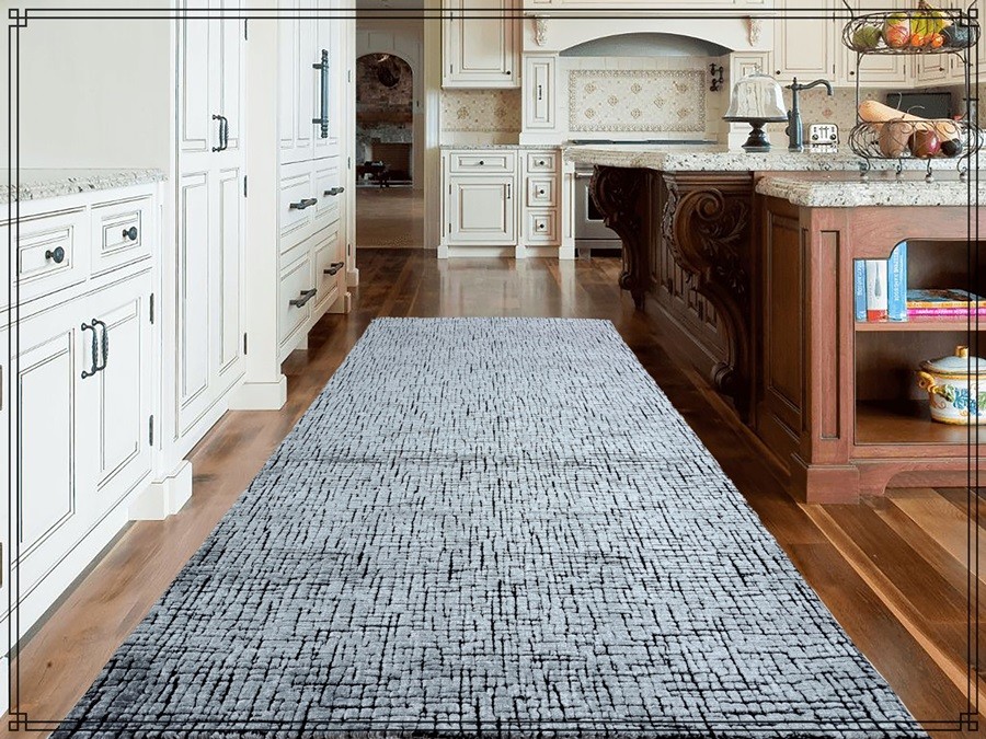 Custom Size Anthracite Runner Rug, %100 Wool Touch Pile rug, Hallway Kitchen Rug, Bedroom Rug, Indoors,