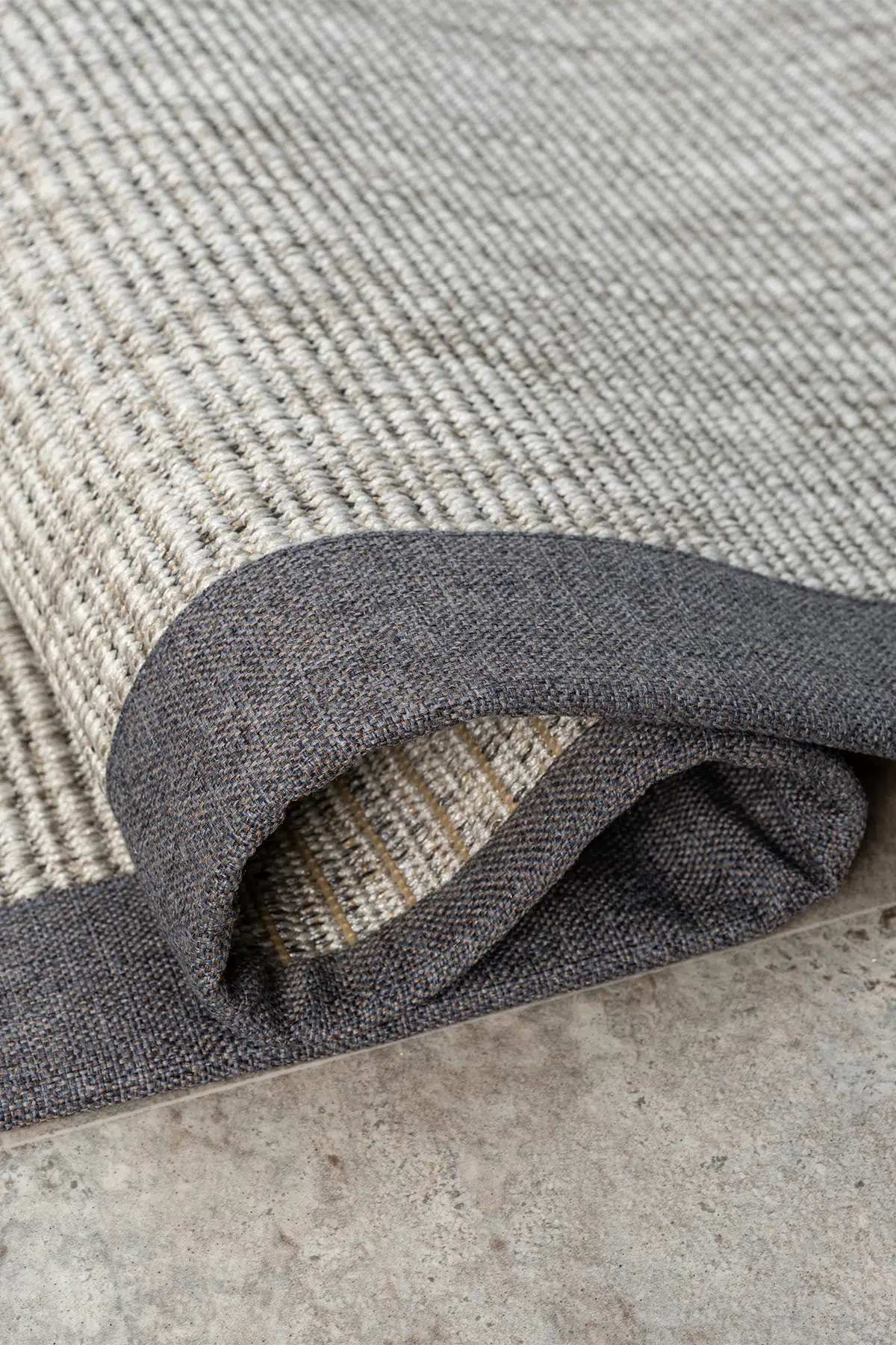 Seyran Halı Bombay 663 Gri Jüt Sisal Halı  - Mavi Bordürlü Halı Yolluk