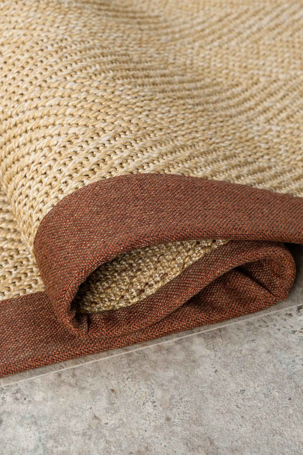 Seyran Halı Bombay 665 Bej Jüt Sisal Halı  - Kahve Rengi Bordürlü Halı Yolluk