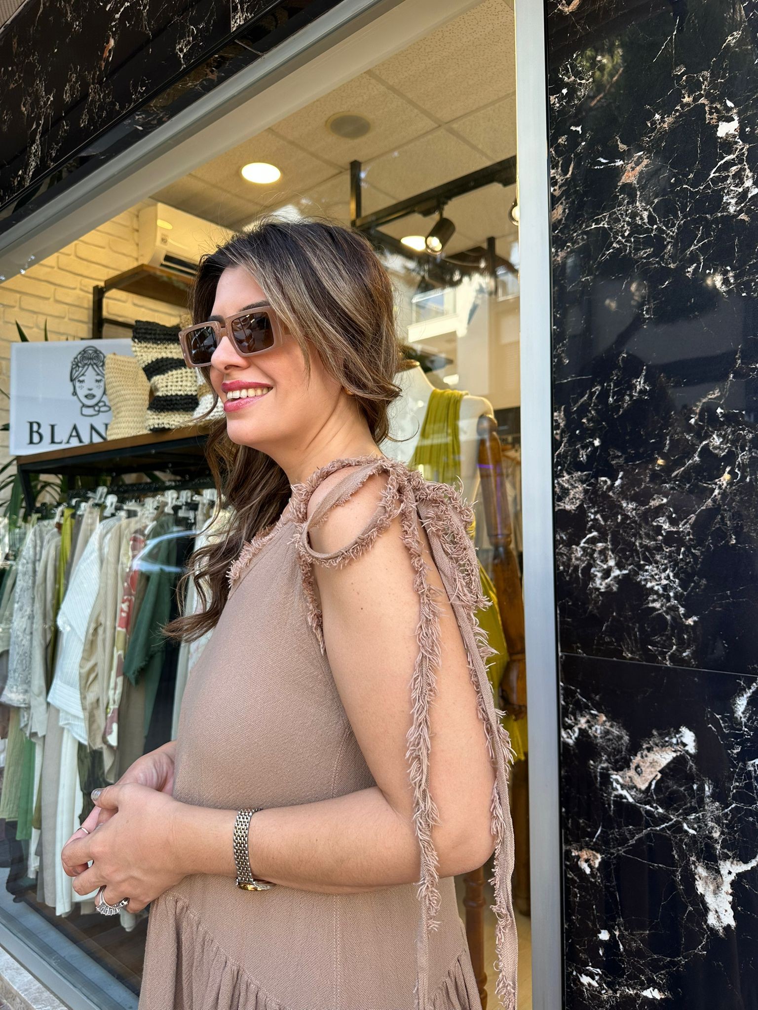 BLANCA Askı Püskül Detaylı Pamuk Elbise