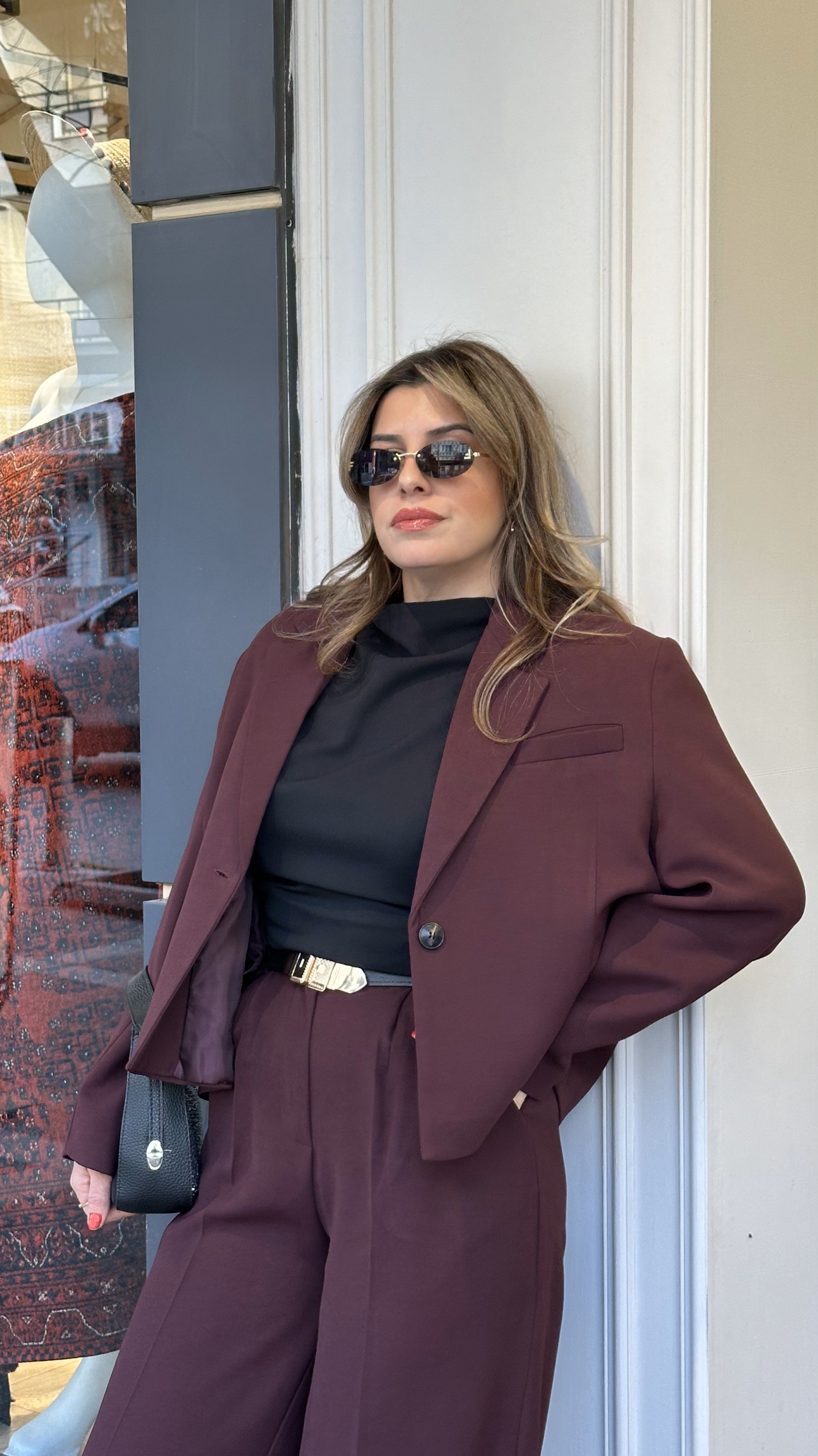 Kısa Blazer Ceket Pantolon Takım