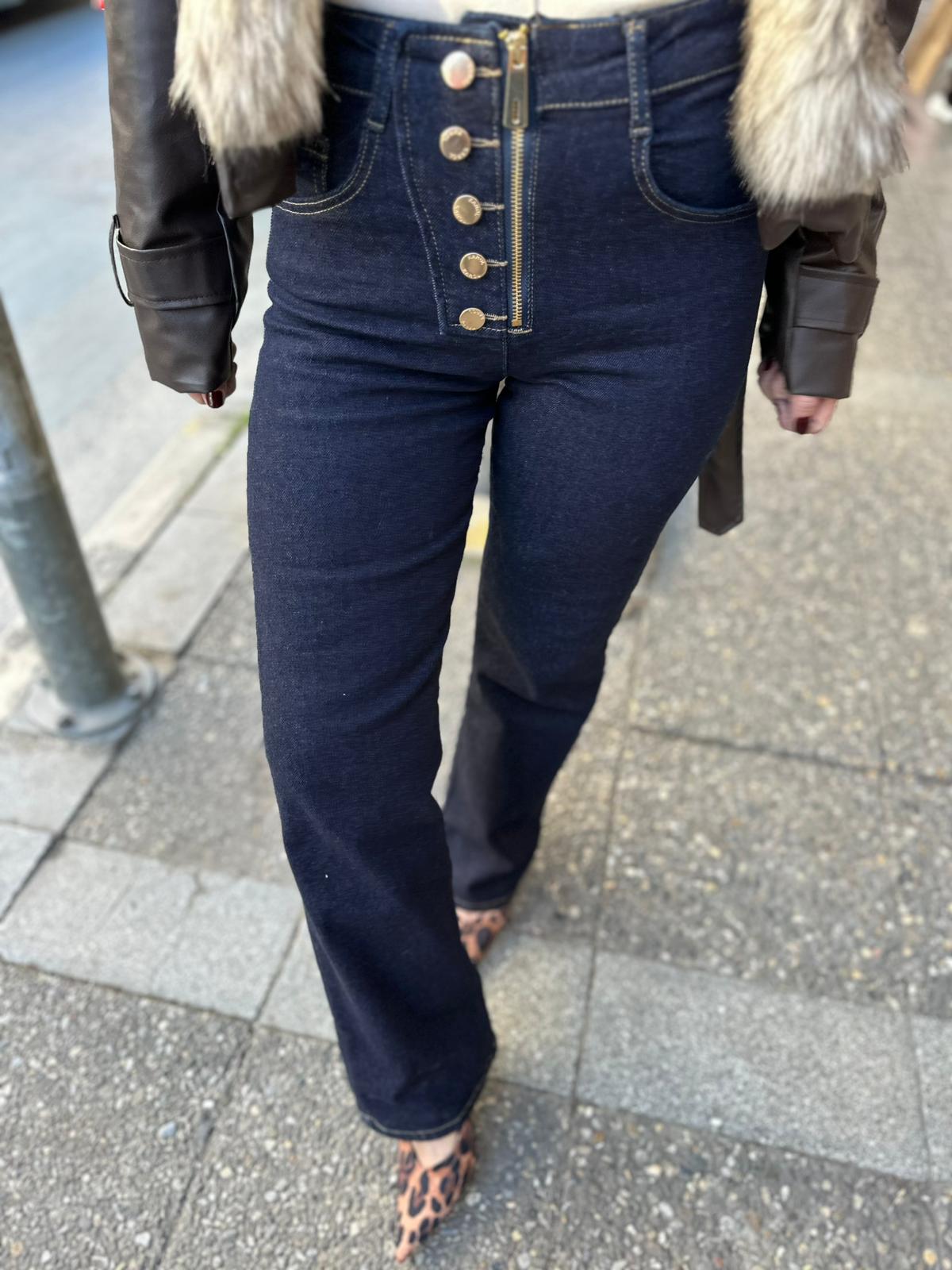 Ön Düğme Detaylı Fermuarlı Jean - Denim