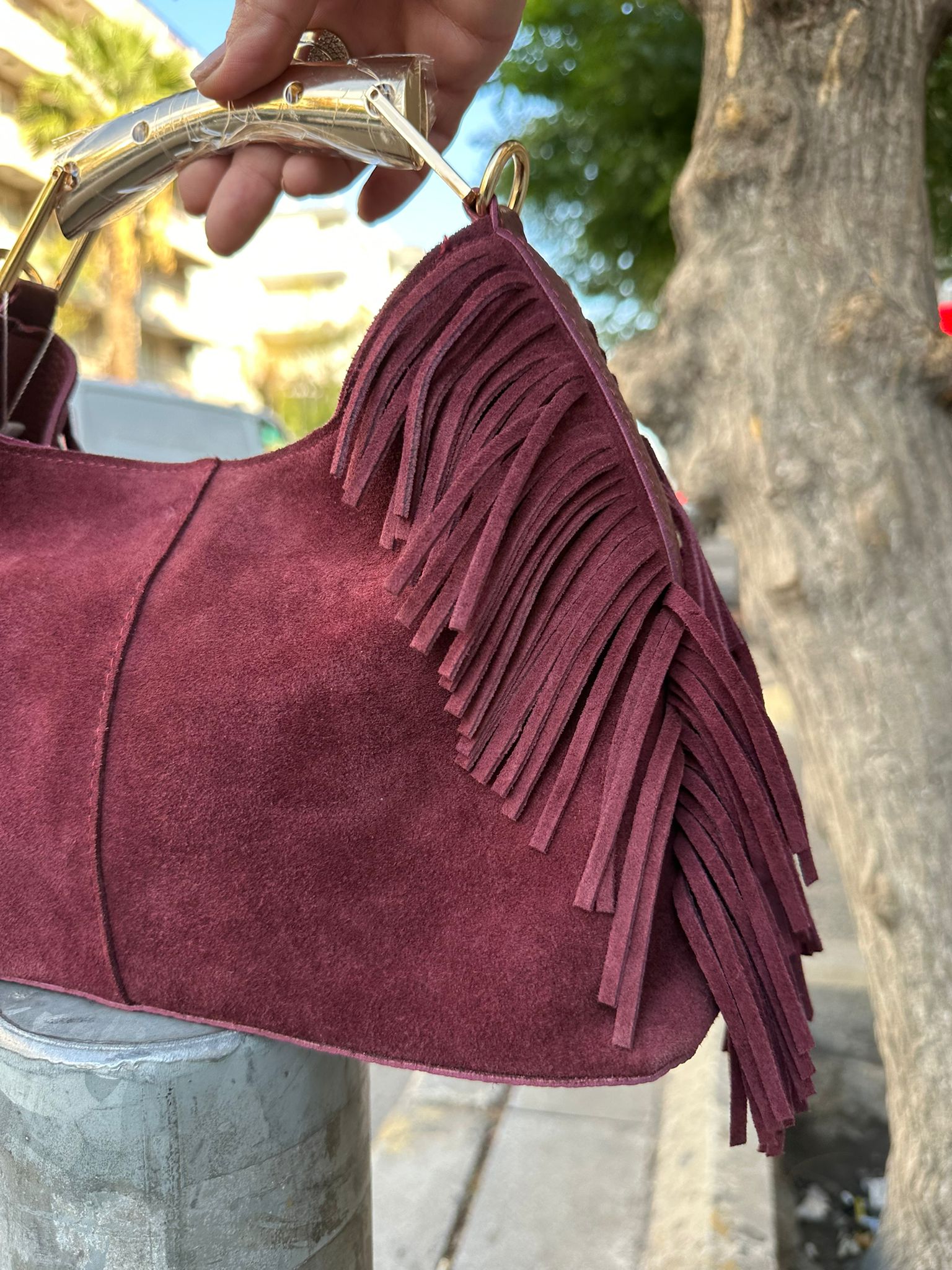 Hakiki Deri Püskül Model El ve Omuz Çantası