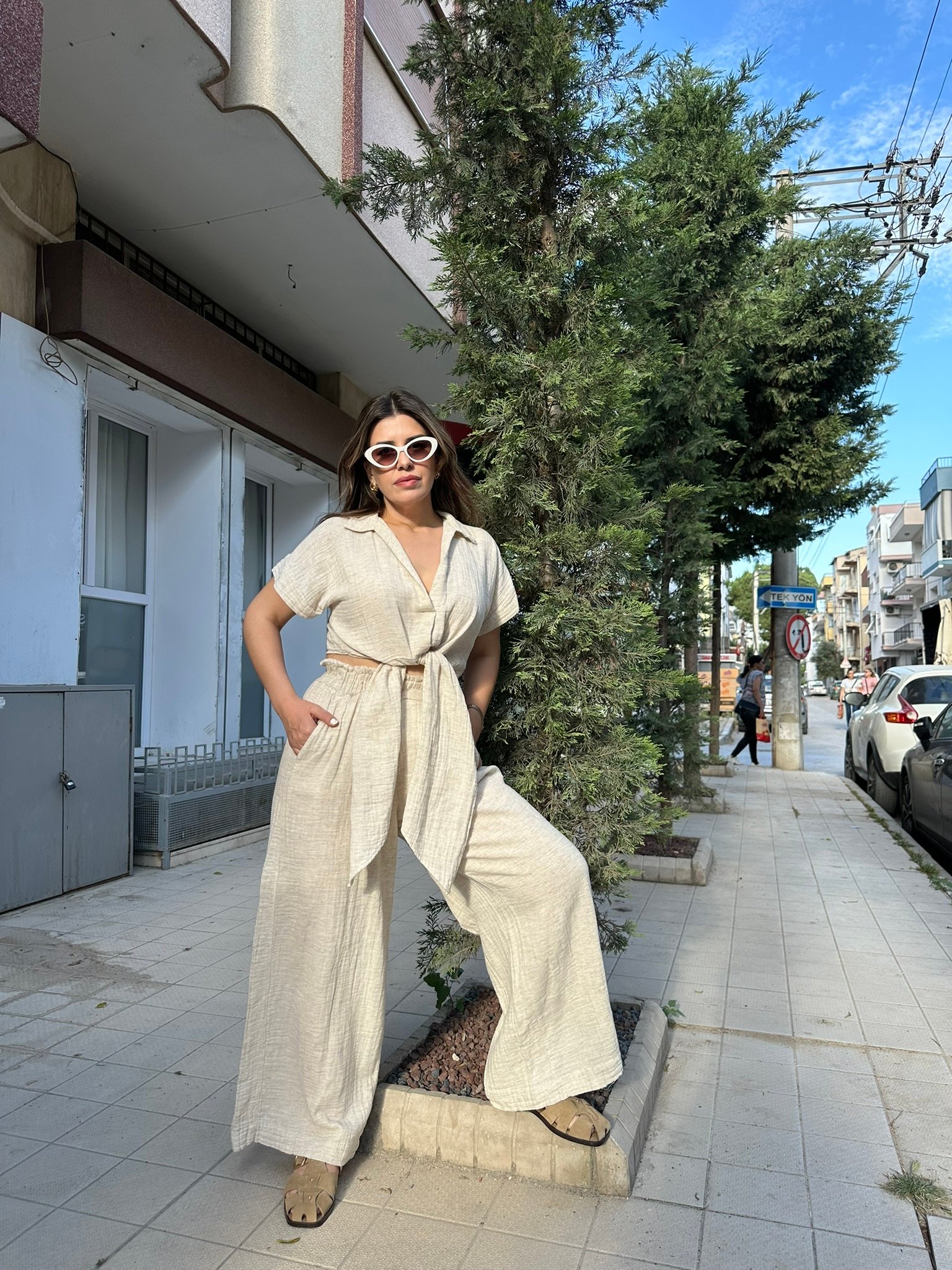 BLANCA Kenevirli Kumaş Beli Püskül Detaylı Pantolon
