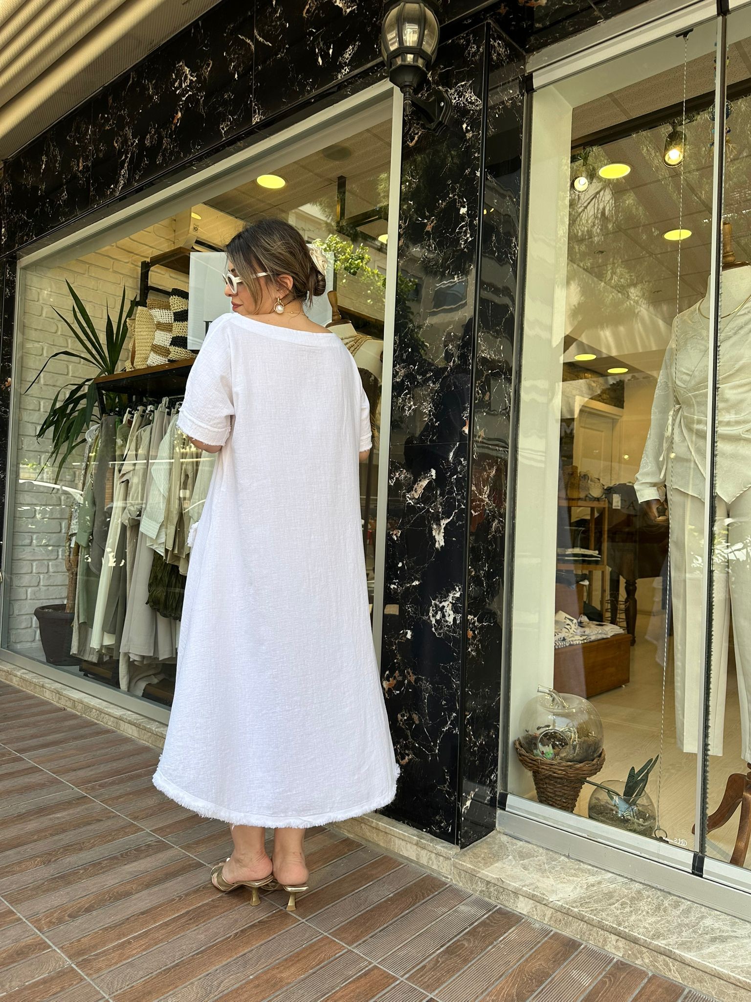 BLANCA Önü Cep Detaylı Etek Ucu Püsküllü Pamuk Elbise