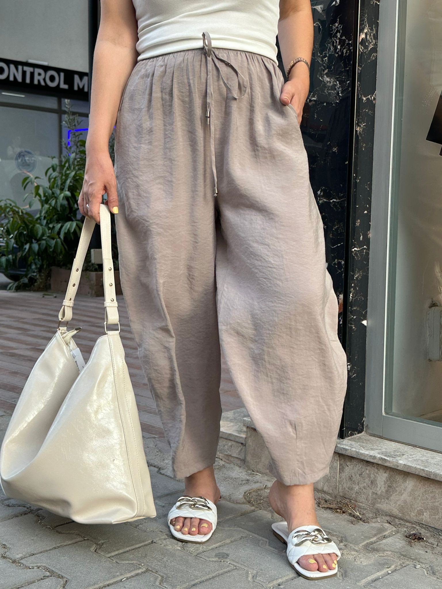 Beli Lastikli Şalvar Pantolon
