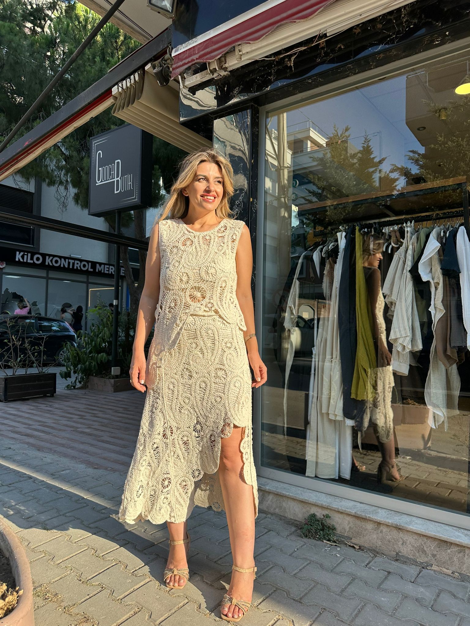 İthal Triko Örgü Detaylı Etek Bluz Takım
