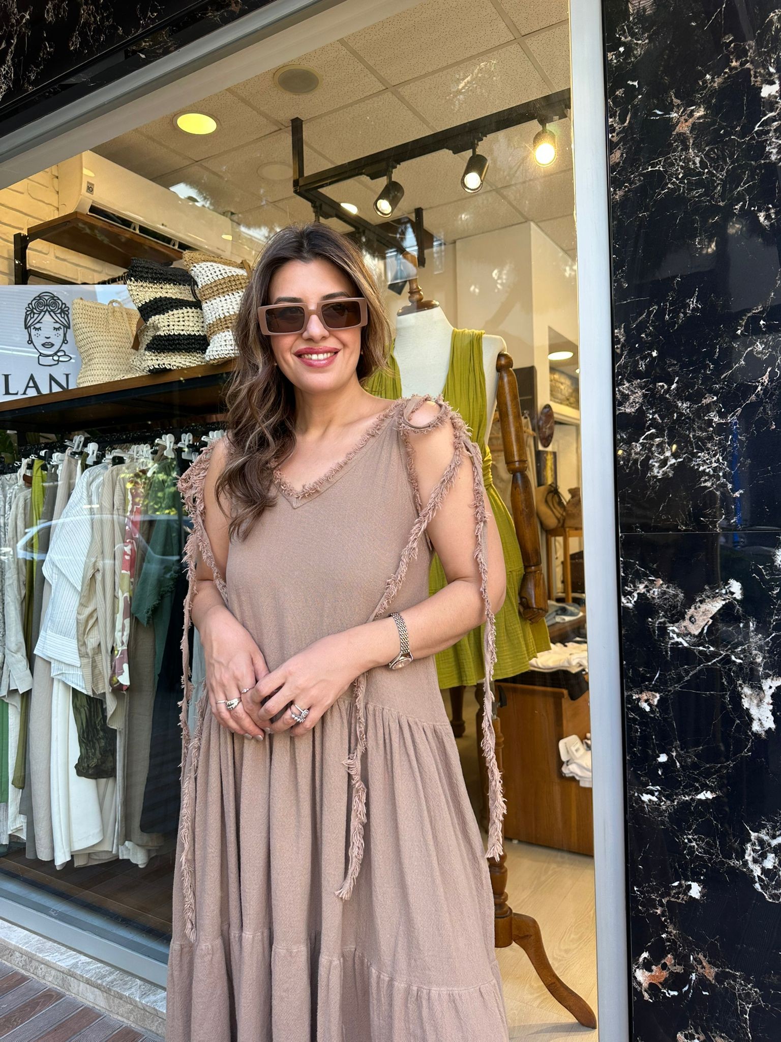 BLANCA Askı Püskül Detaylı Pamuk Elbise