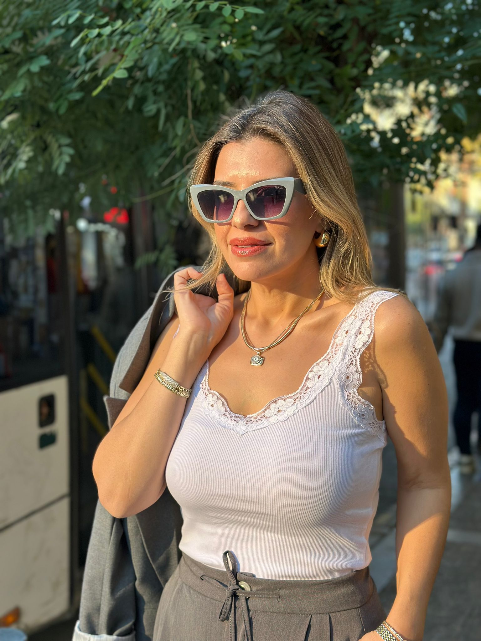 Dantel Detaylı Atlet - Beyaz