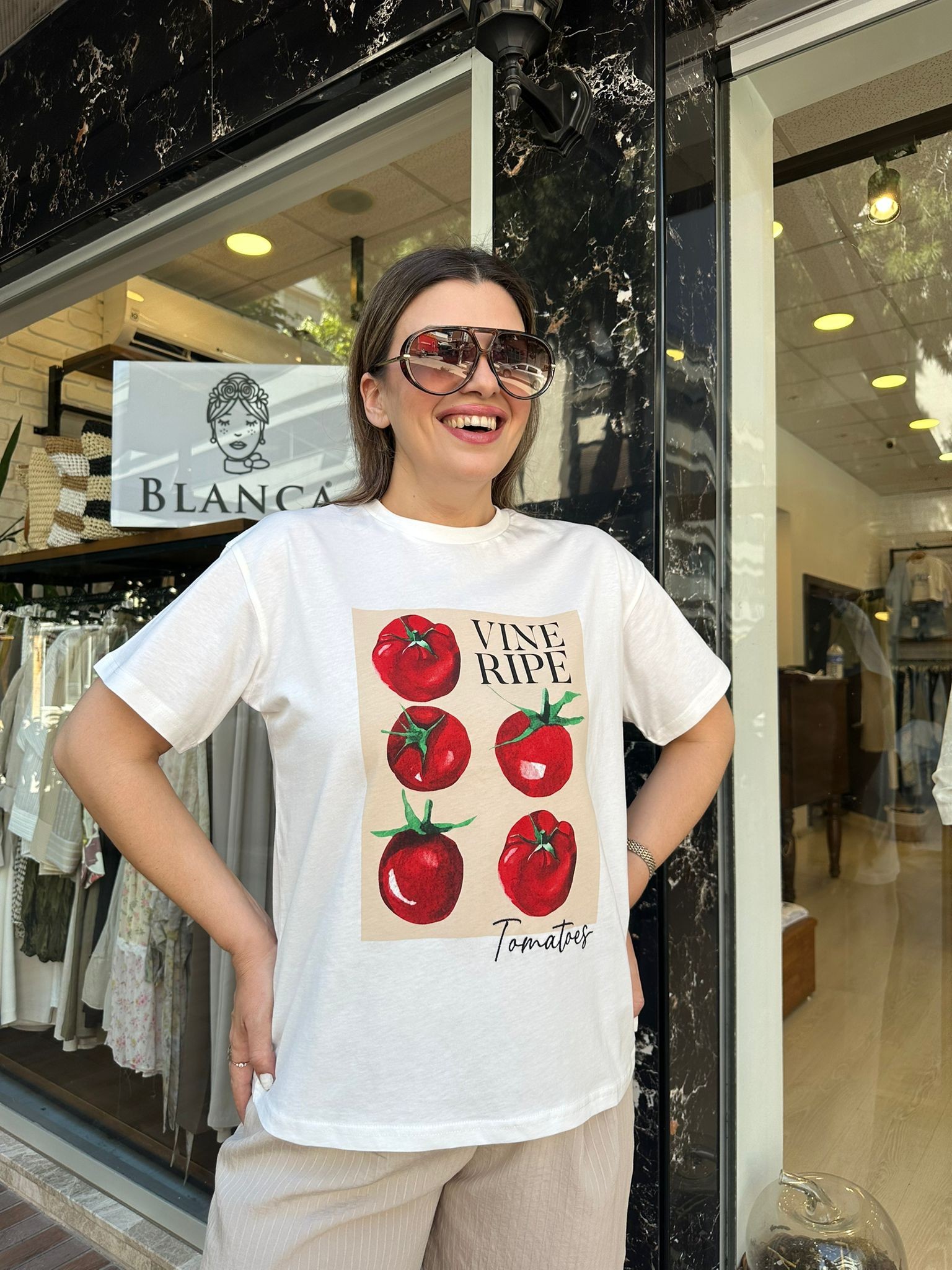 Domates Baskılı Pamuklu T-shirt