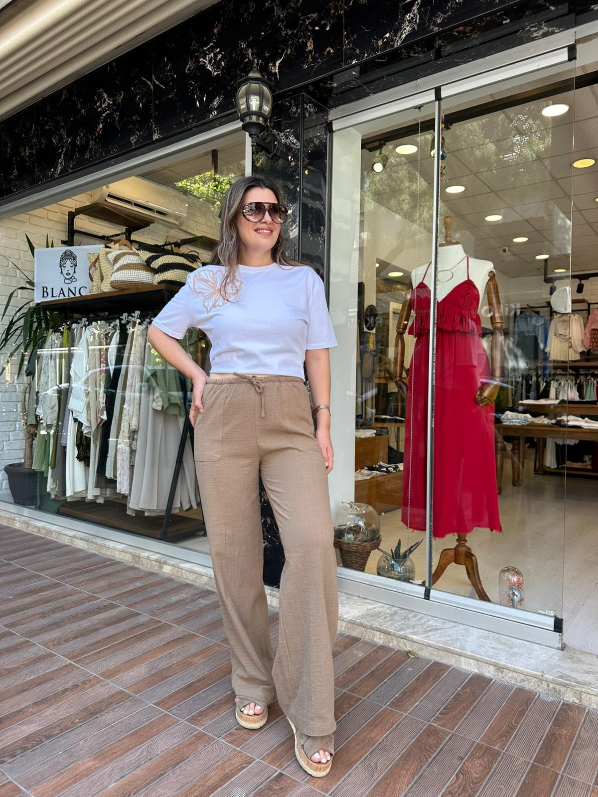 Beli Lastikli Keten Pantolon
