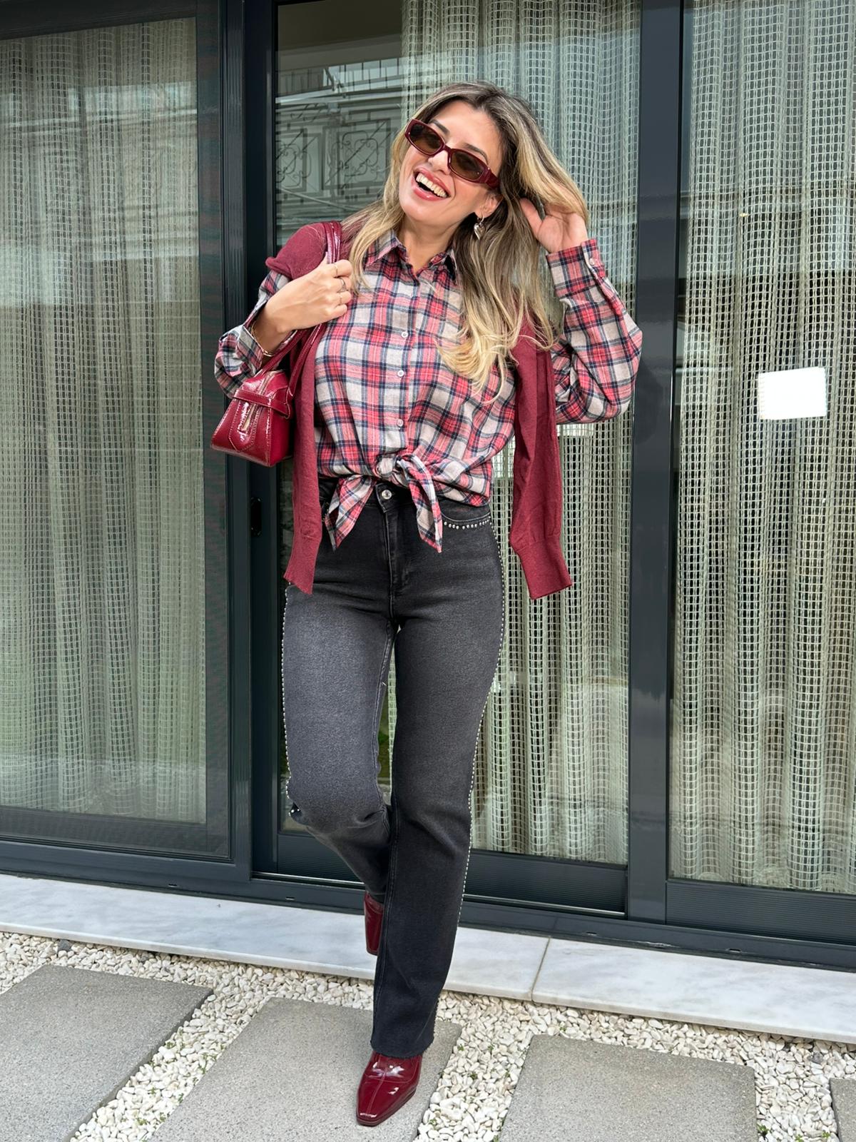  Zımba Detaylı High Waisted Mom Fit Jean - Antrasit