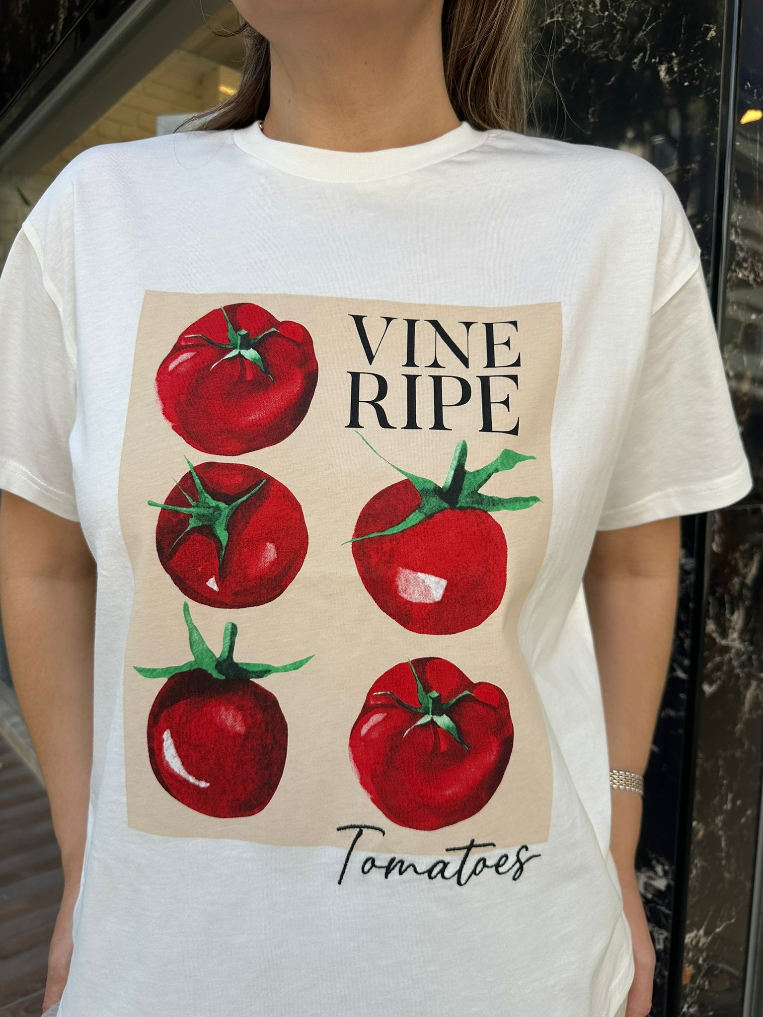 Domates Baskılı Pamuklu T-shirt