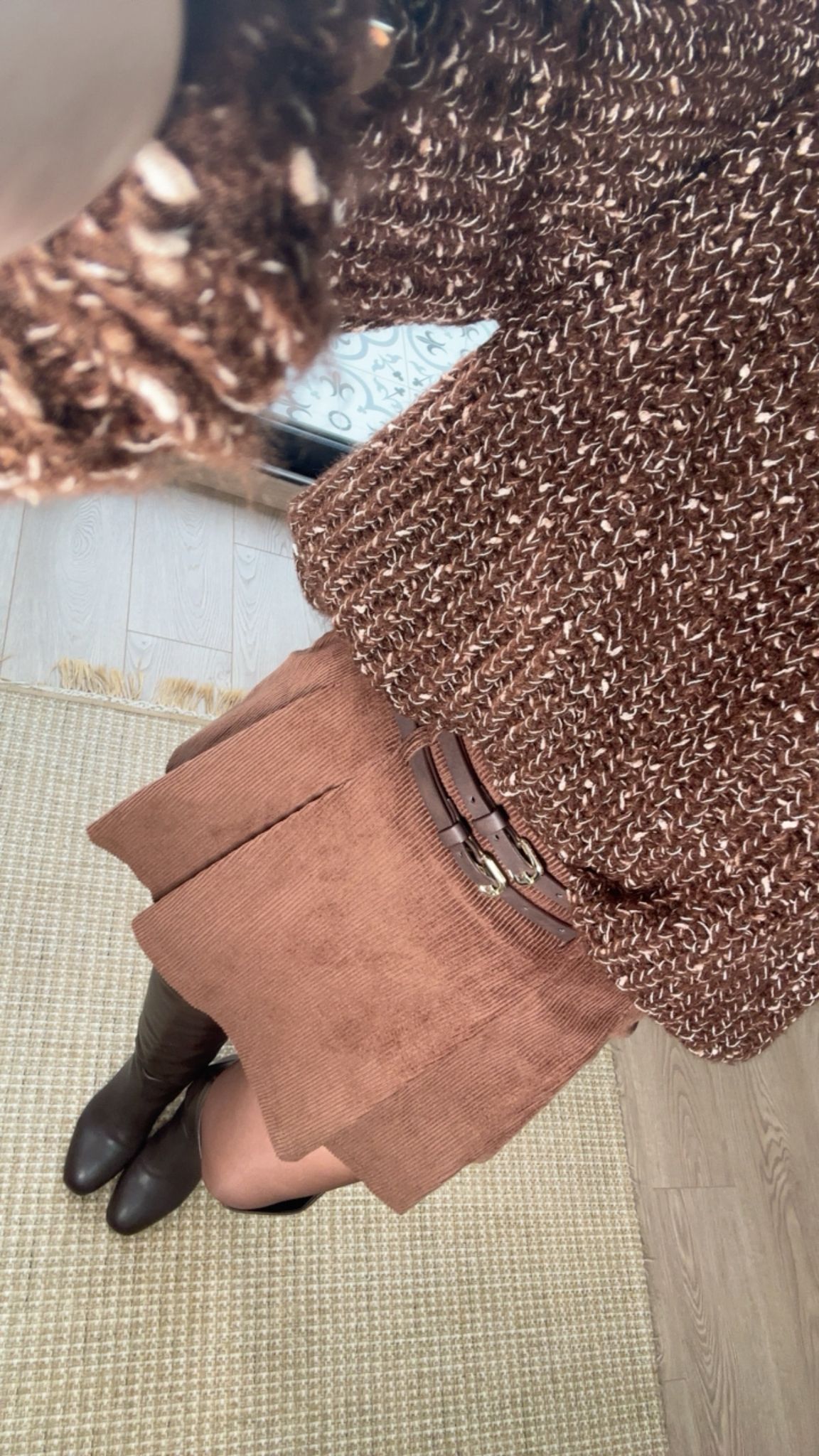 Kadife Pileli Çift Kemerli Şort Etek