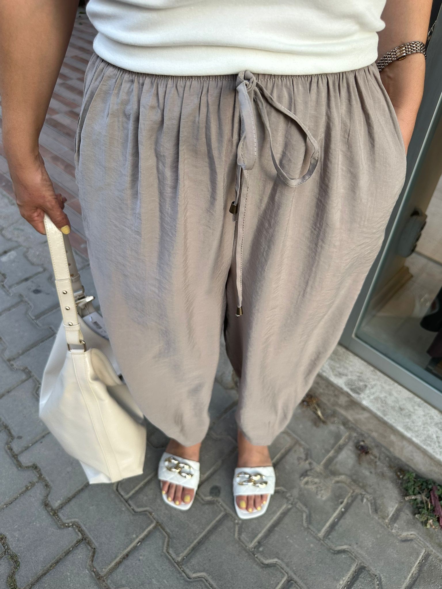Beli Lastikli Şalvar Pantolon