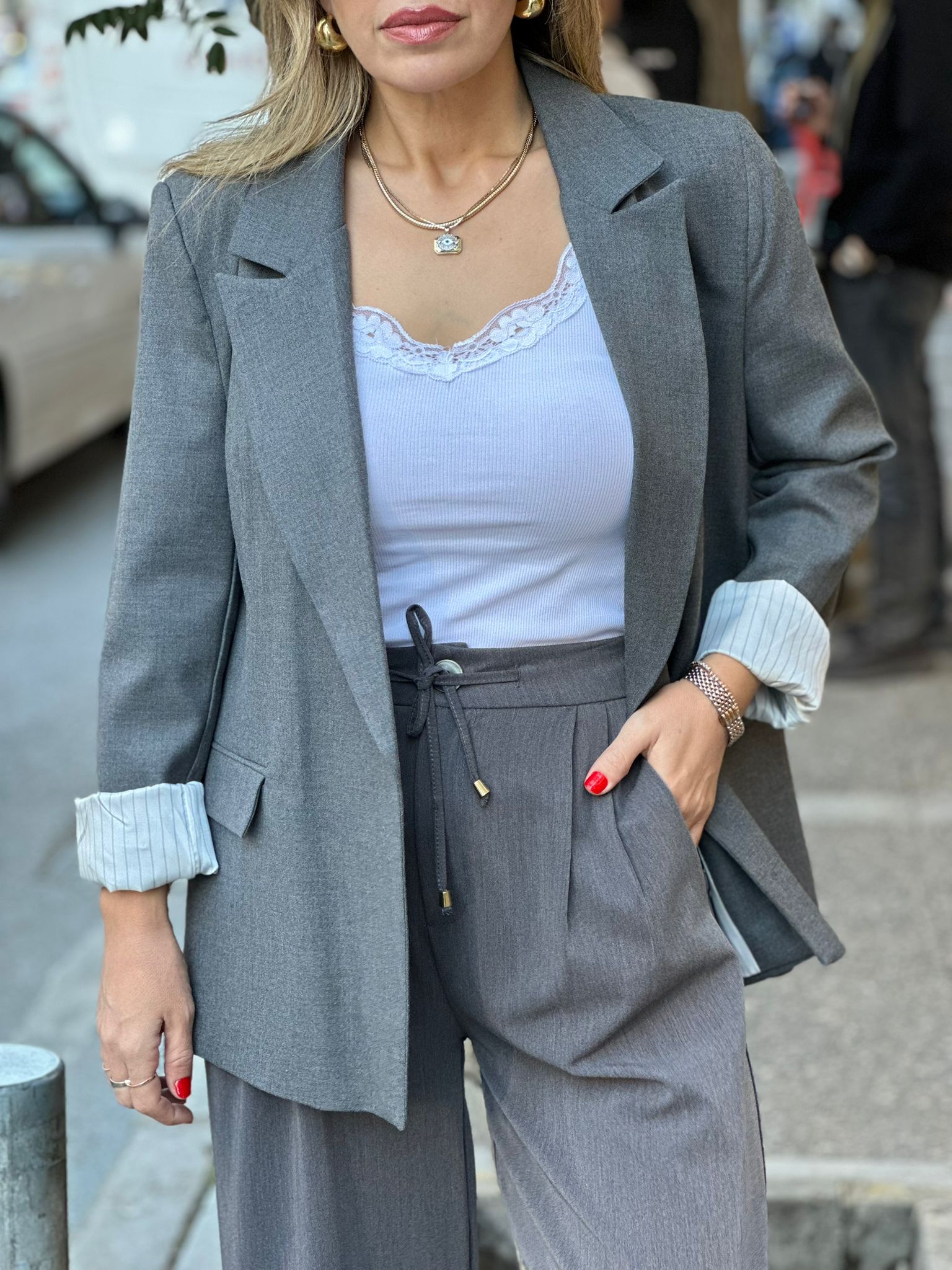 Kol Katlamalı İç Astarlı Vatkalı  Blazer Ceket