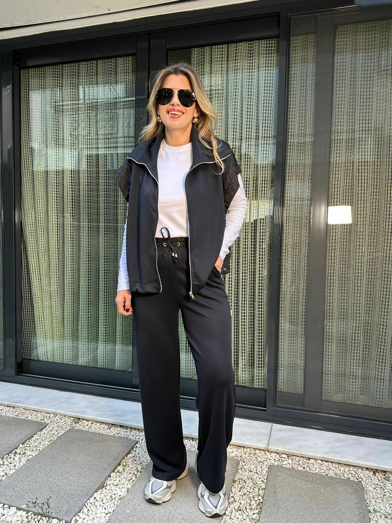 Yelekli Paraşüt Kumaş Detaylı Eşofman Takımı - Lacivert