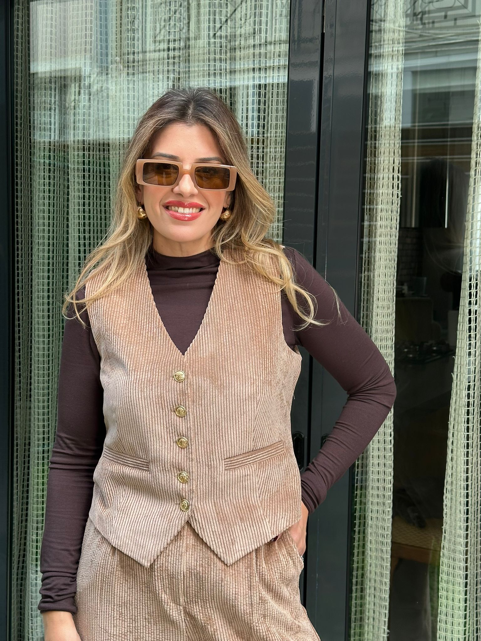 Yelekli Kemerli Pantolon Takım (Kadife Kumaş)