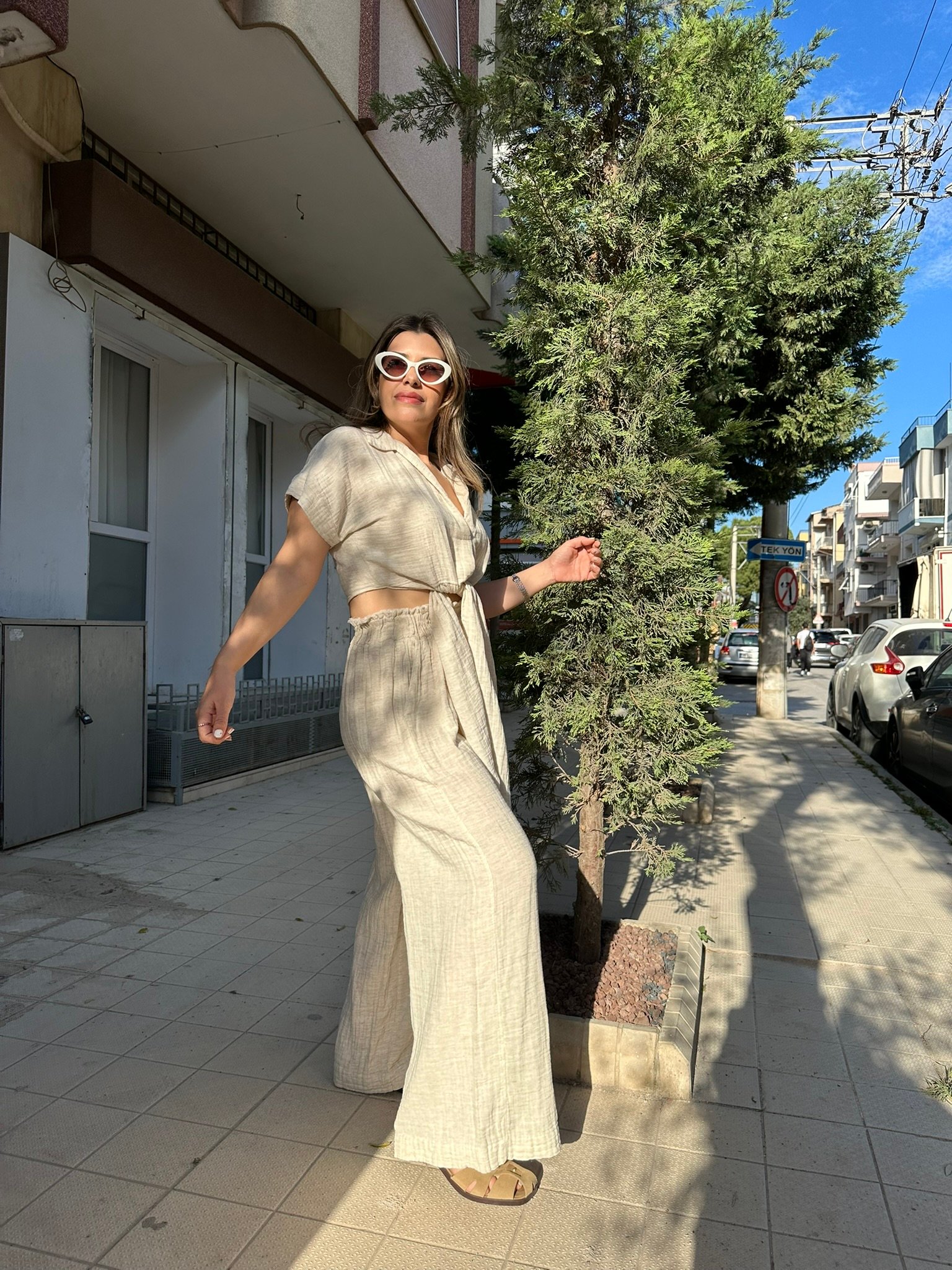 BLANCA Kenevirli Kumaş Beli Püskül Detaylı Pantolon