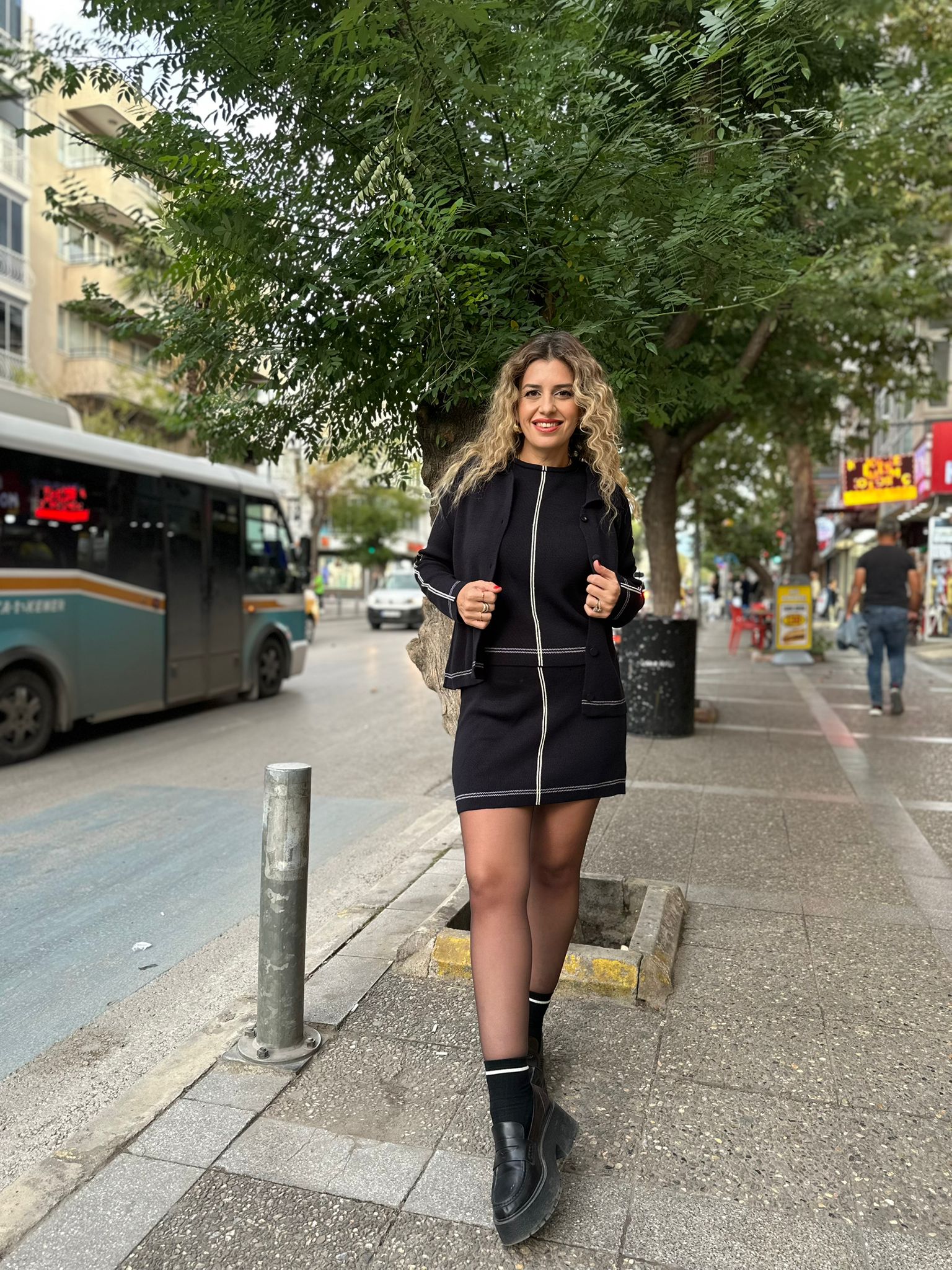 Triko Üçlü Takım (Ceket-Atlet-Etek) - Lacivert
