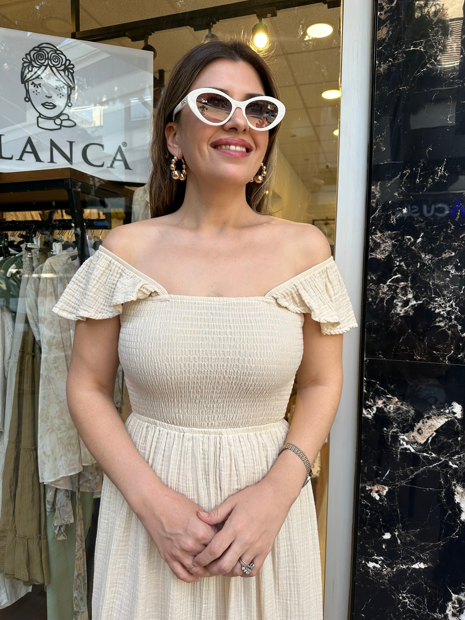 BLANCA Kolu Fırfır Detaylı Elbise