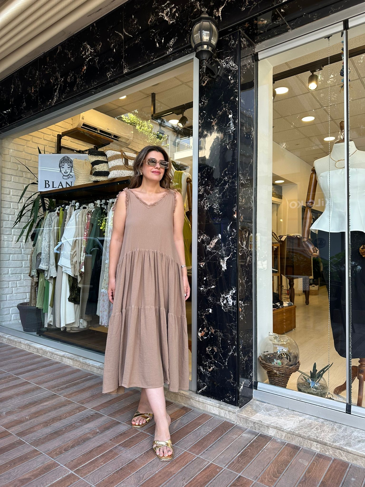 BLANCA Askı Püskül Detaylı Pamuk Elbise