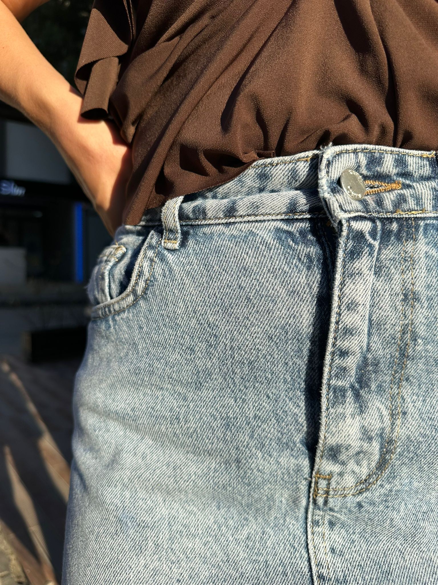 Arka Cep Detaylı Jean Etek
