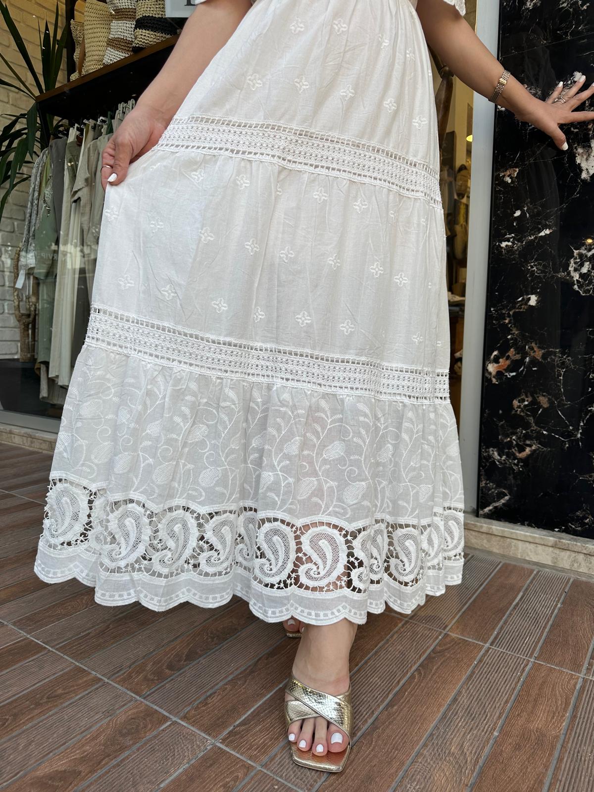 Madonna Yaka Güpür Detaylı Fisto Elbise