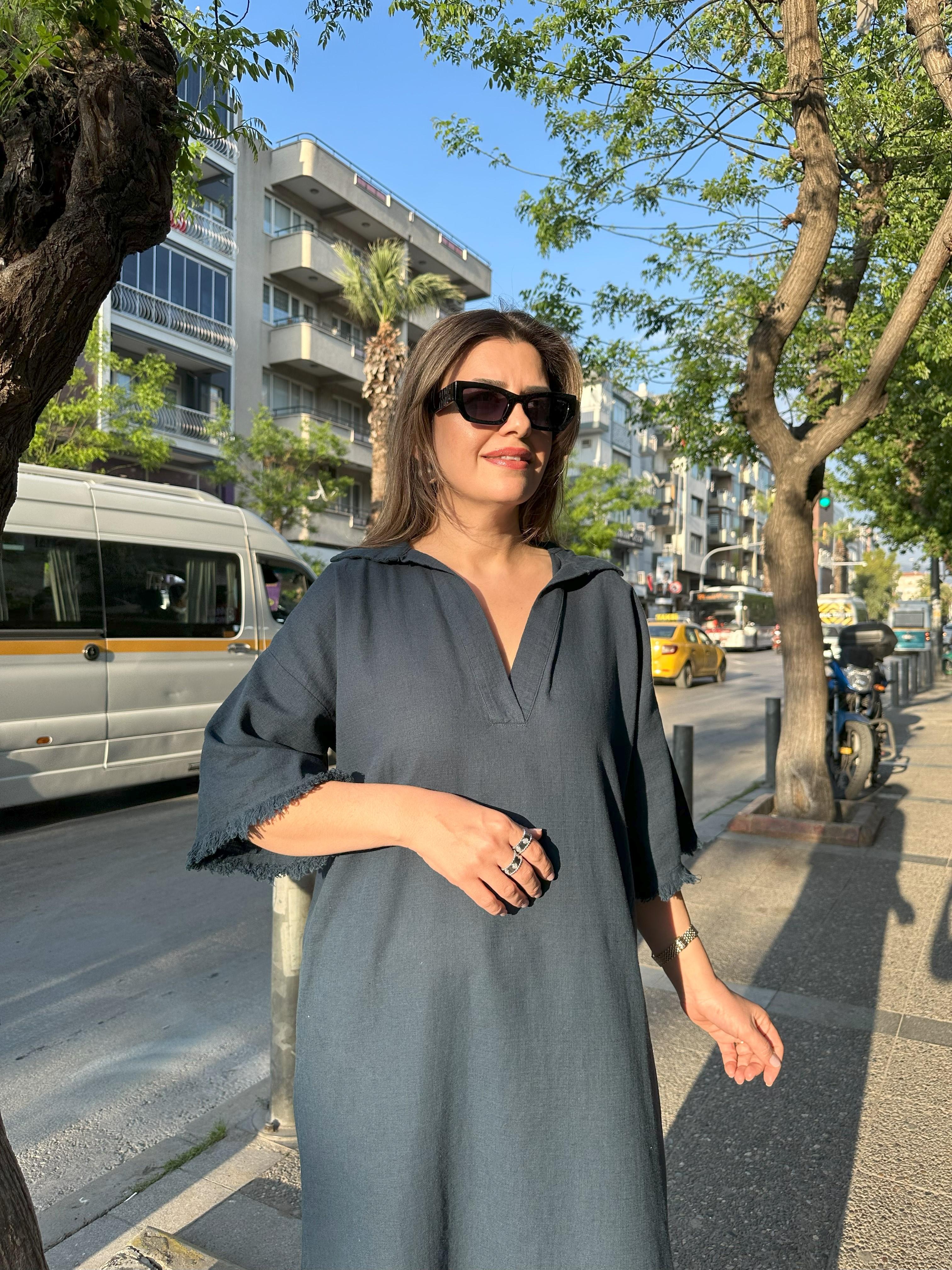 BLANCA Kısa Kol Püskül Detaylı Elbise