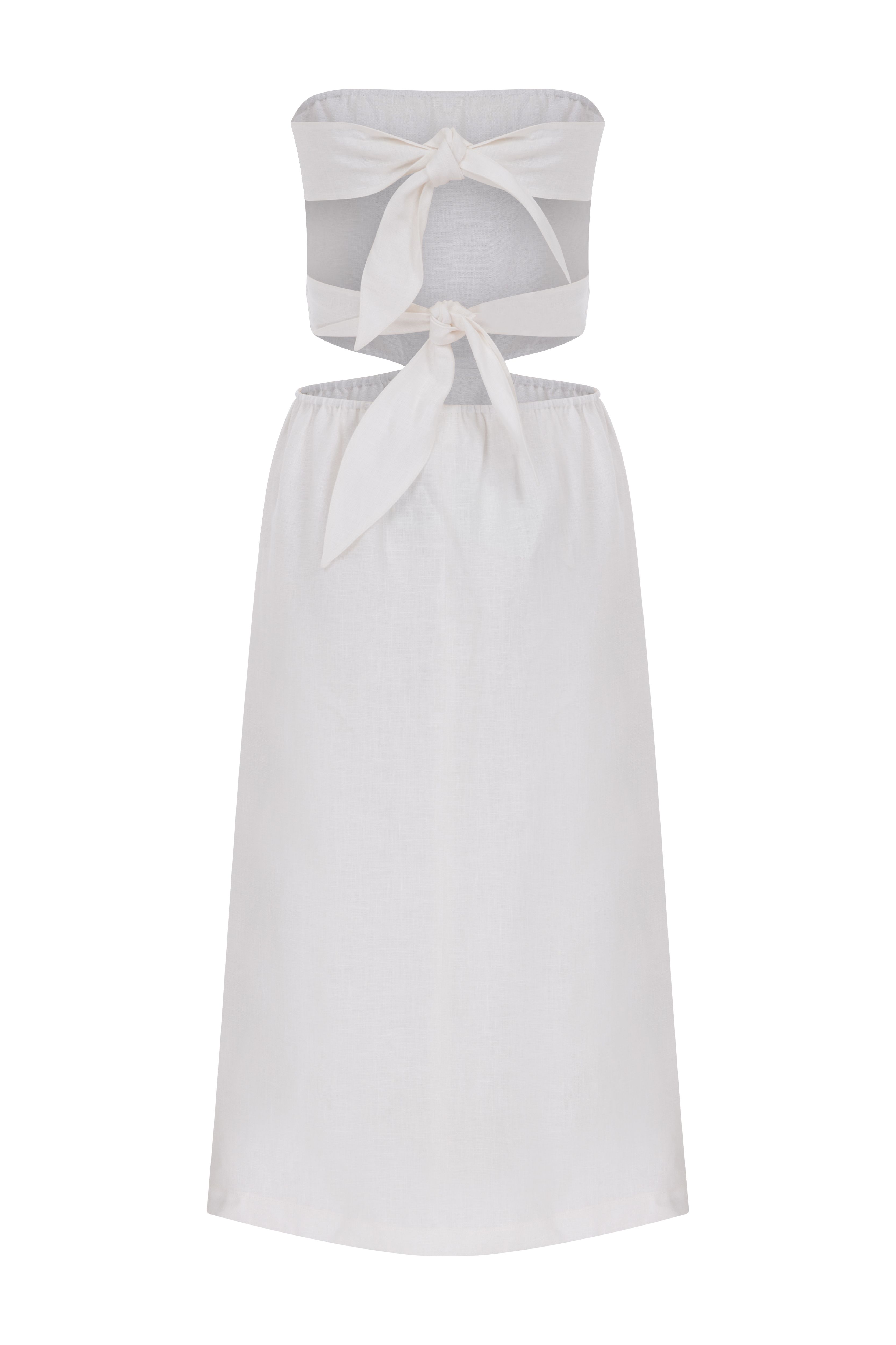 KETEN CUT-OUT DETAYLI ELBİSE
