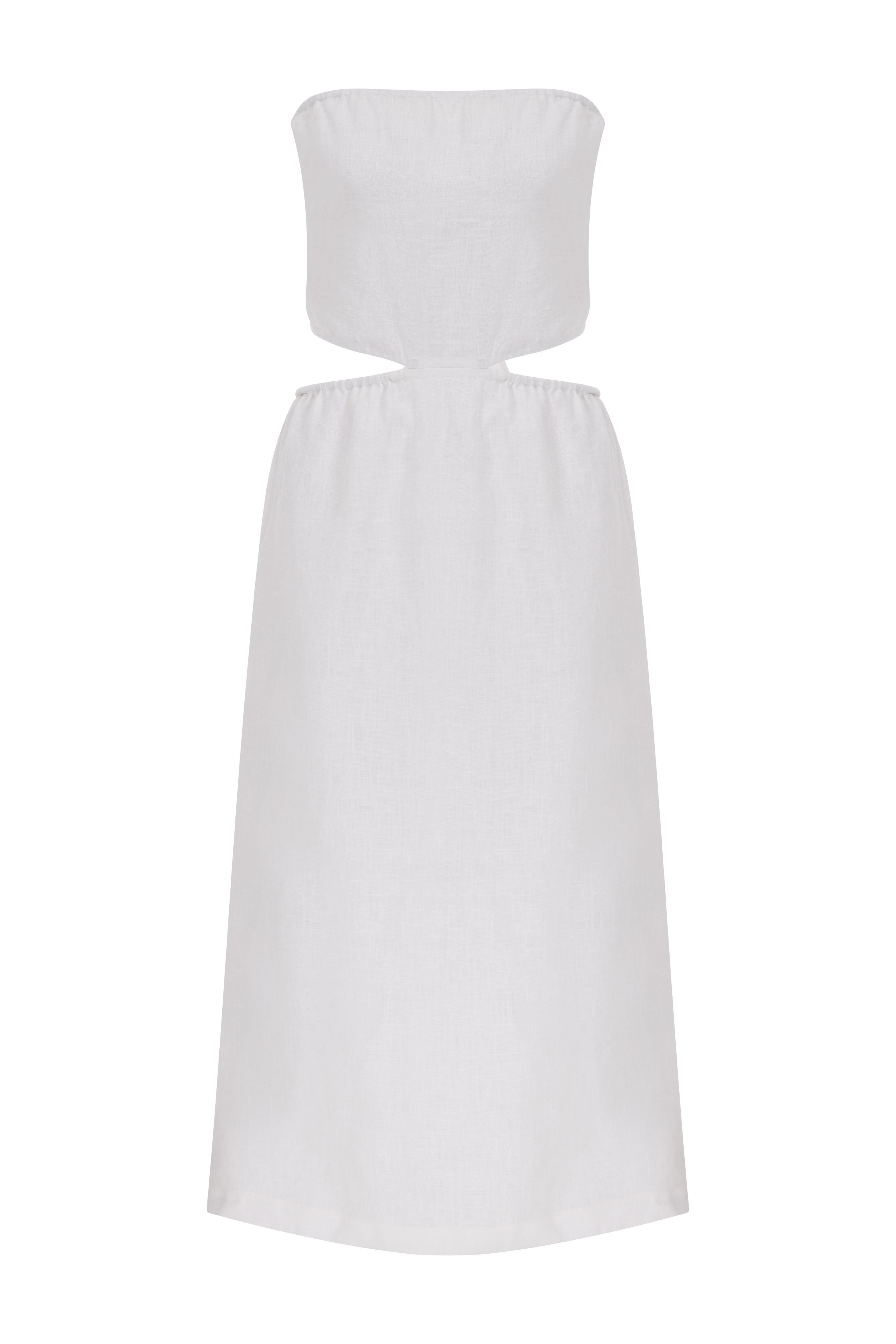KETEN CUT-OUT DETAYLI ELBİSE