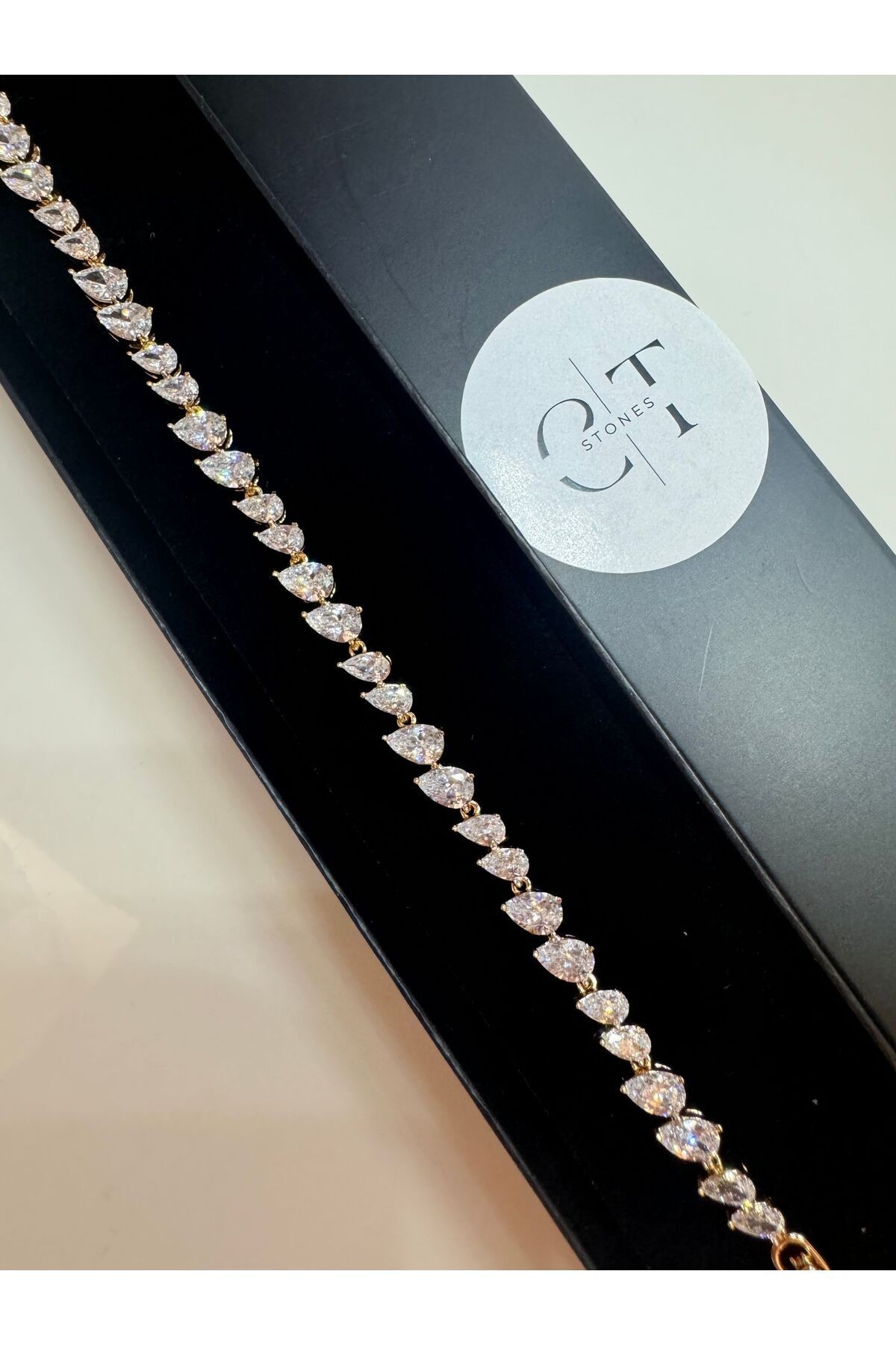 Çelik Rose Gold Zirkon Taşlı Su Yolu Bileklik