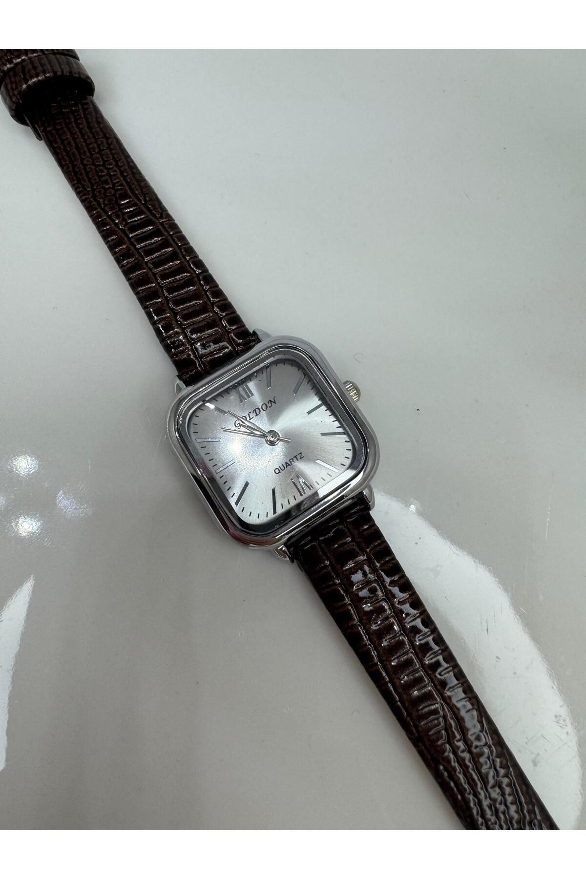 deri kayış minimal vintage kol  saati Gümüş