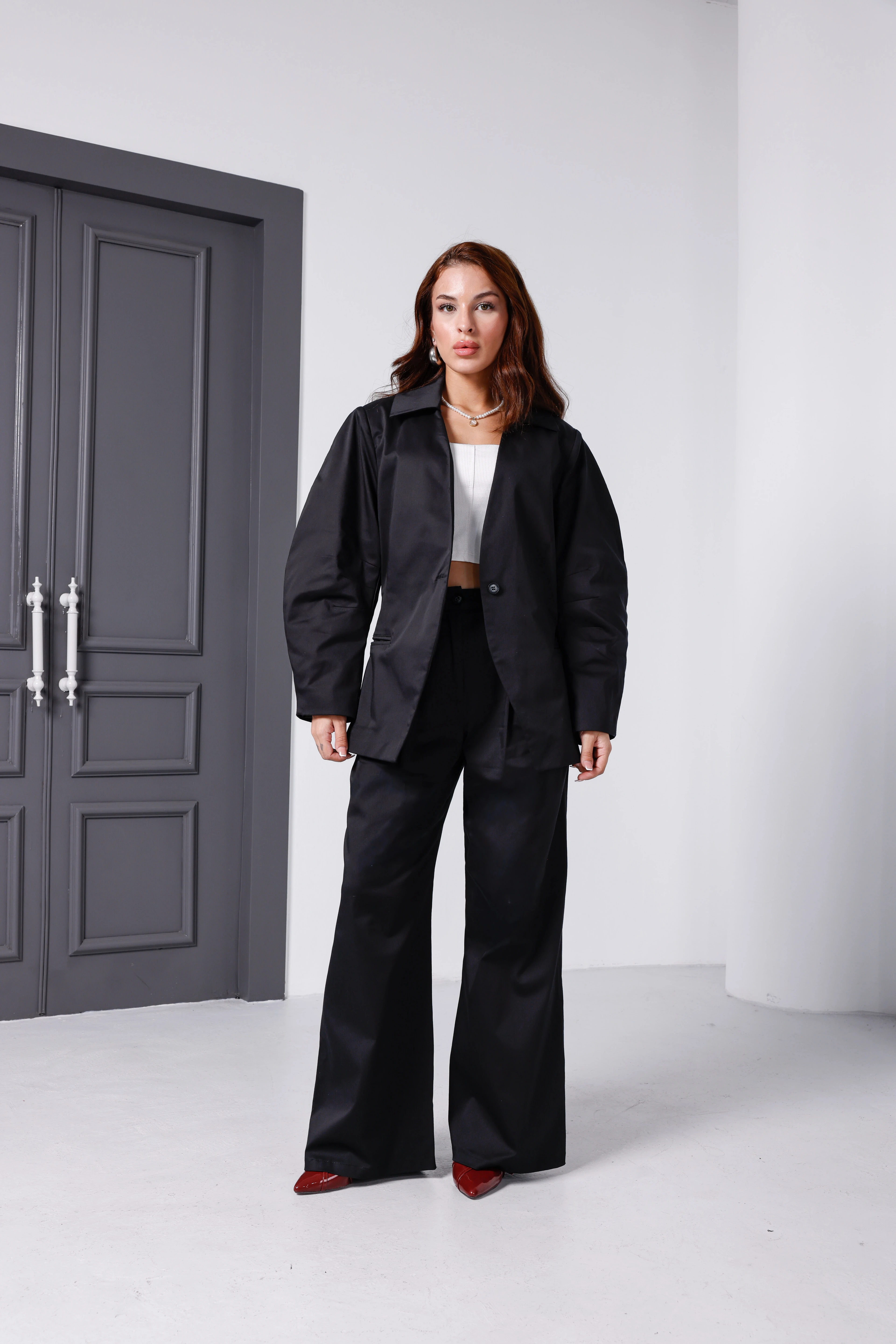 Modern Oversize Blazer Ceket - Siyah