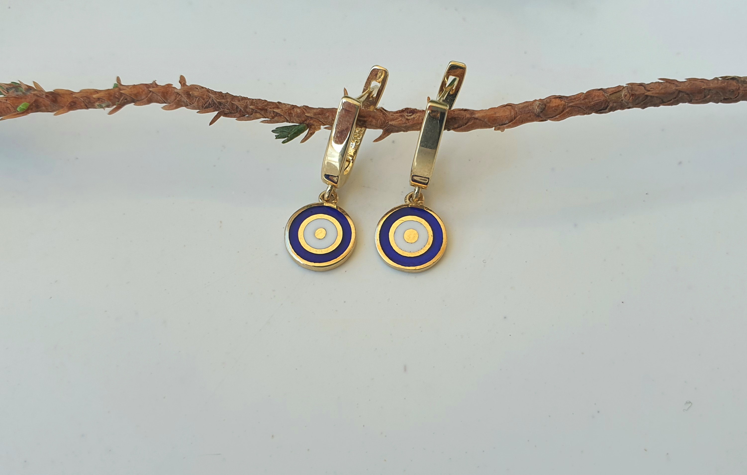 KIZ BEBEK ÇOCUK MİNELİ  NAZAR BONCUKLU SALLANTILI 14 AYAR ALTIN KÜPE