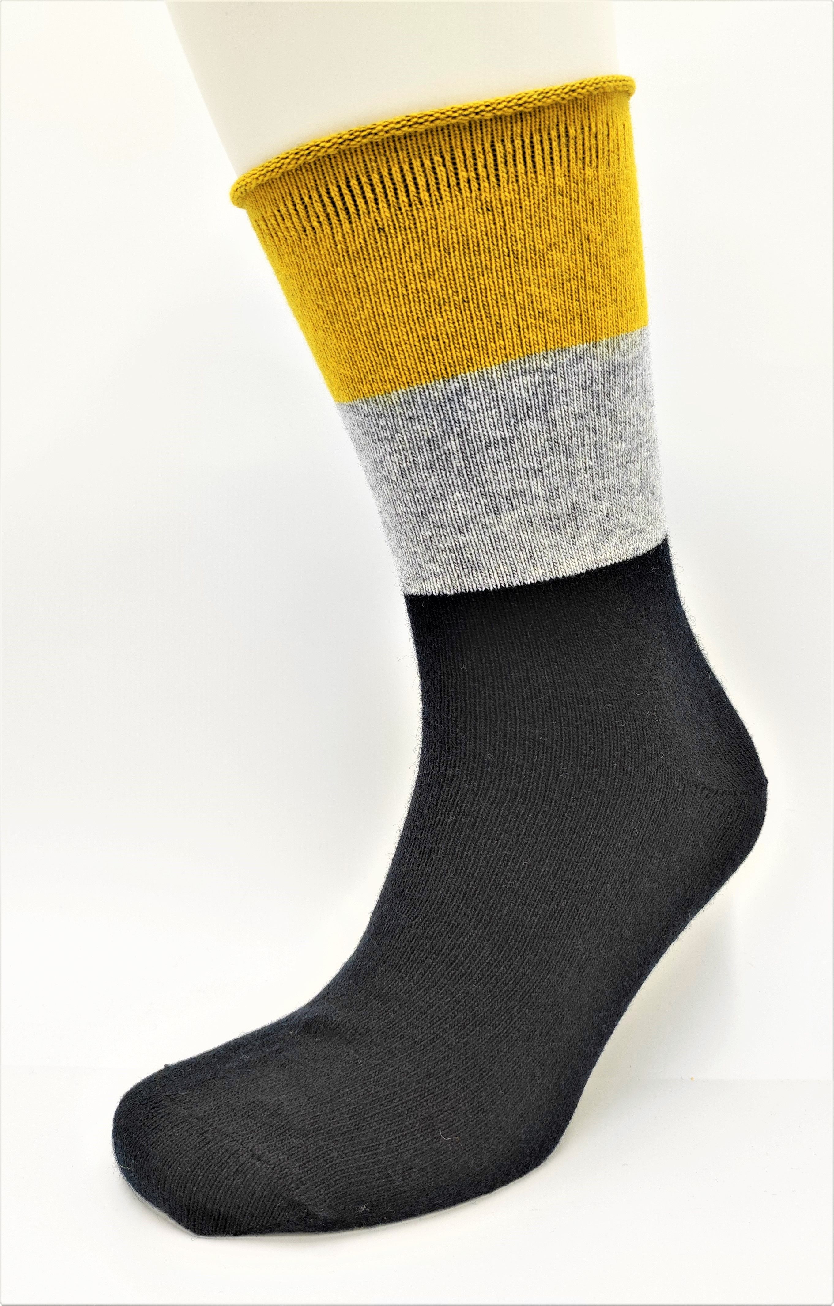 3505 Black-Grey-Mustard: 3 pairs