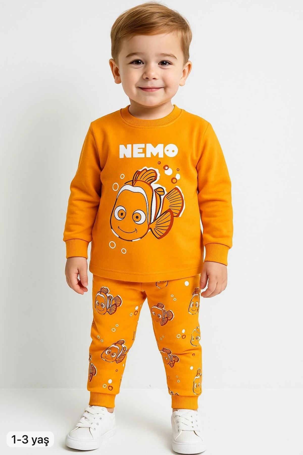 TURUNCU RENK NEMO BASKILI ERKEK BEBEK PİJAMA TAKIMI