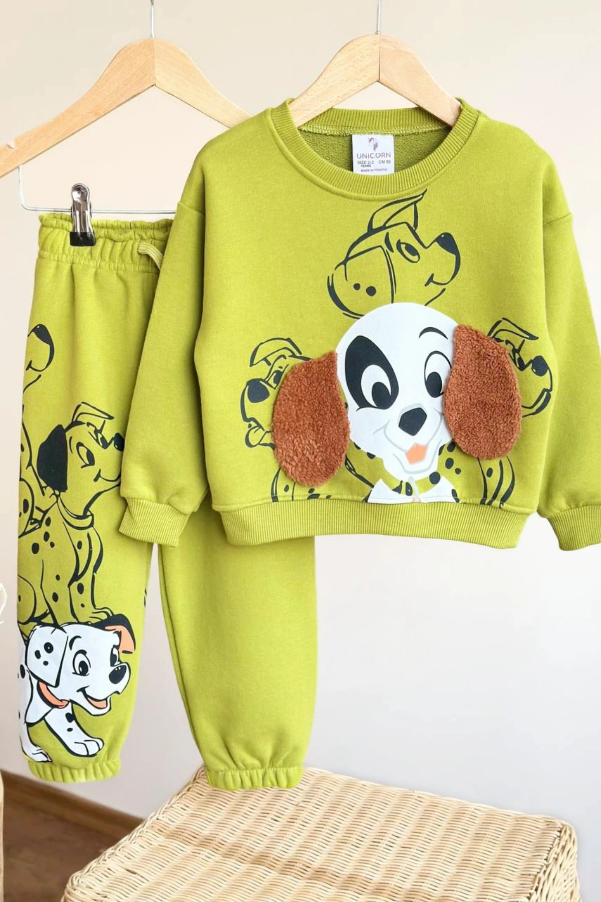 FISTIK YEŞİLİ KÖPEK BASKILI ERKEK ÇOCUK EŞOFMAN TAKIMI