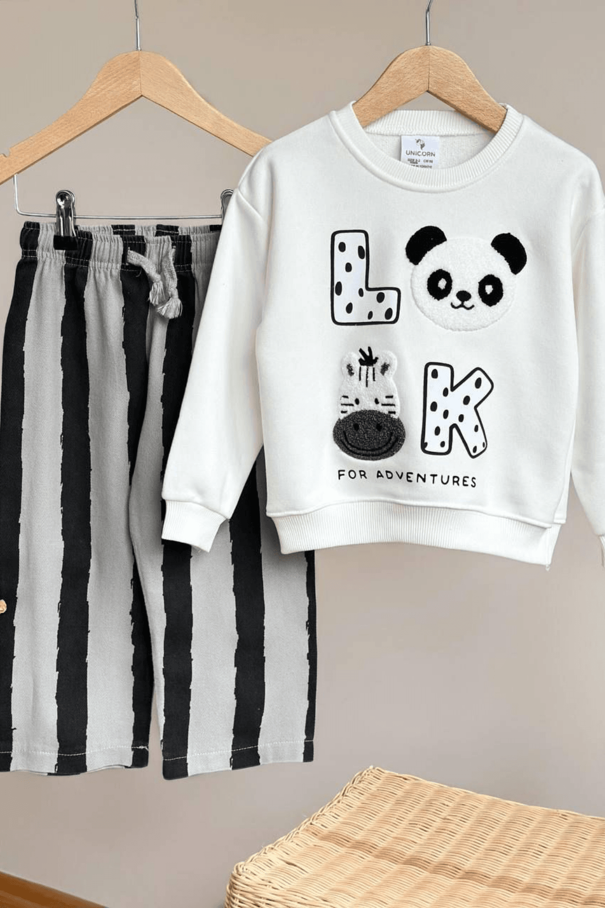 PANDA ZEBRA DESENLİ ÇOCUK EŞOFMAN TAKIMI