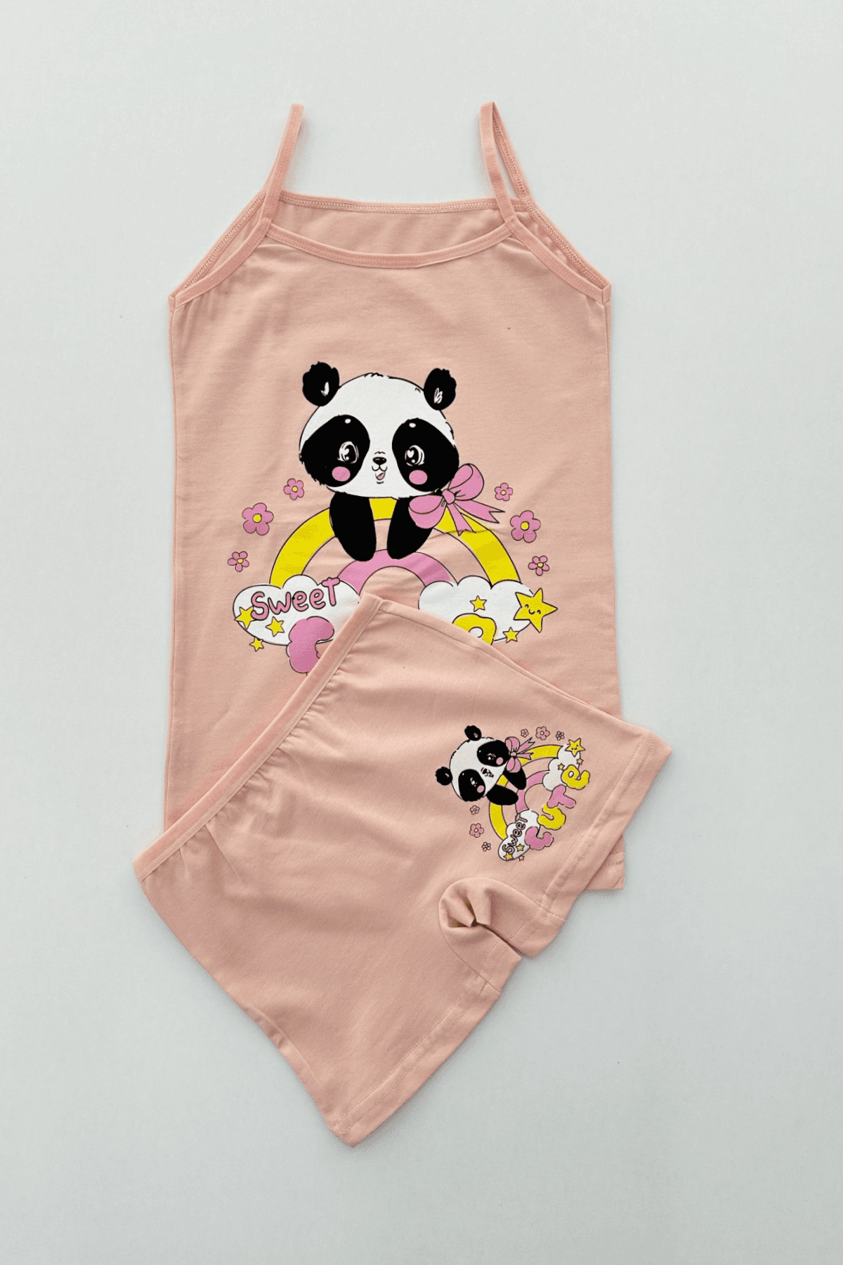 SOMON RENK PANDA BASKILI KIZ ÇOCUK ATLET BOXER TAKIM