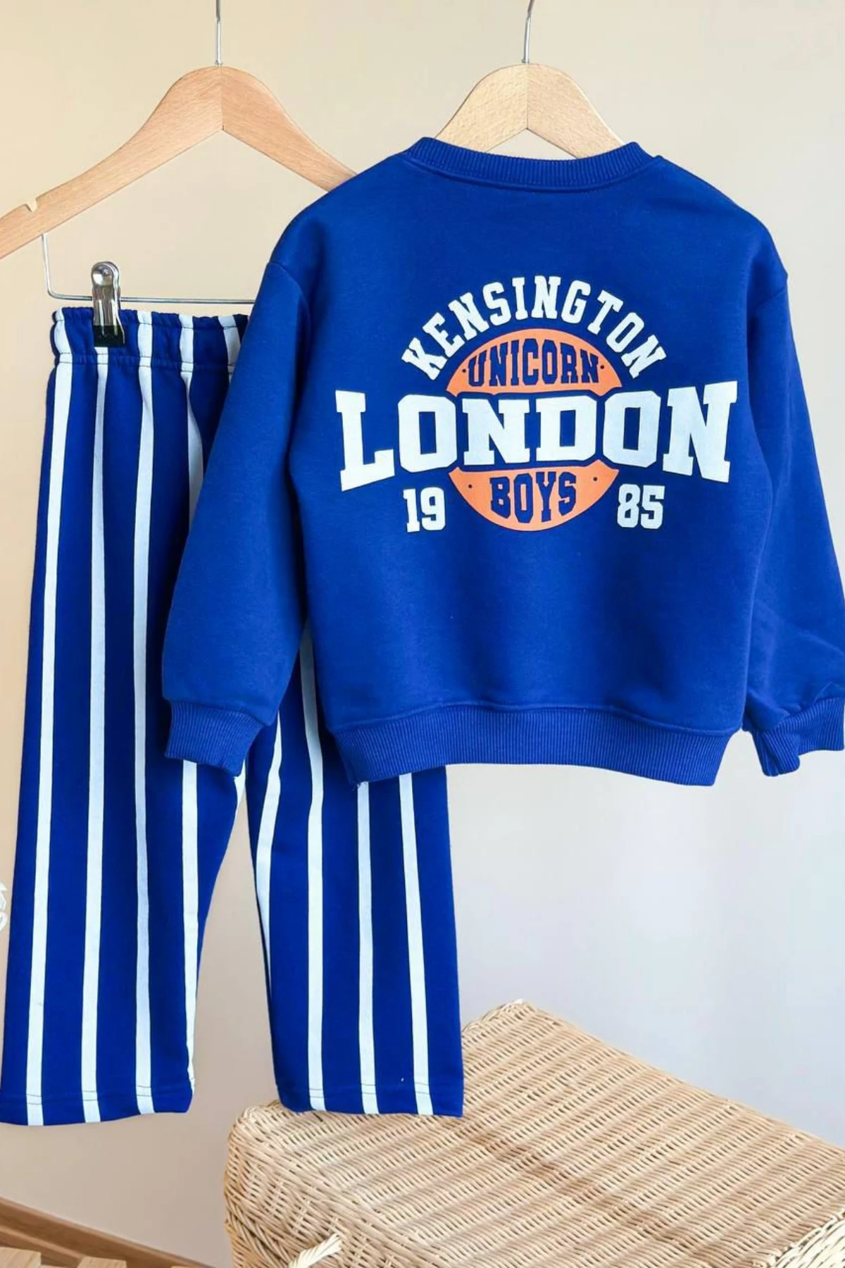 SAKS MAVİSİ ARKASI LONDON YAZI BASKILI ERKEK ÇOCUK ALT ÜST TAKIM