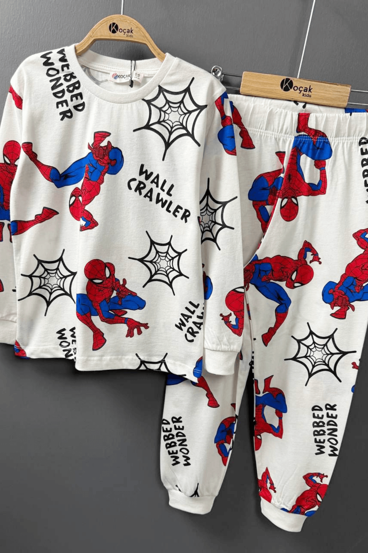 EKRU RENK SPİDERMAN DESEN ERKEK ÇOCUK PİJAMA TAKIMI