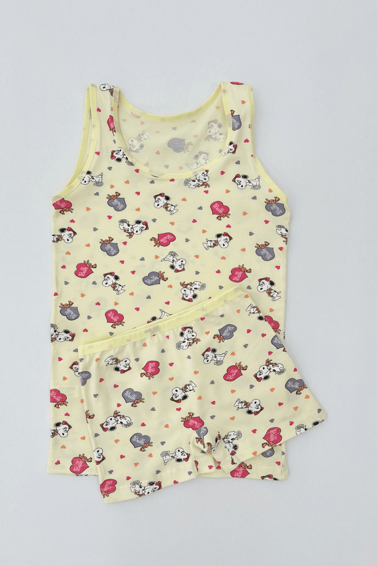 SARI RENK SNOOPY DESEN KIZ ÇOCUK ATLET BOXER TAKIM