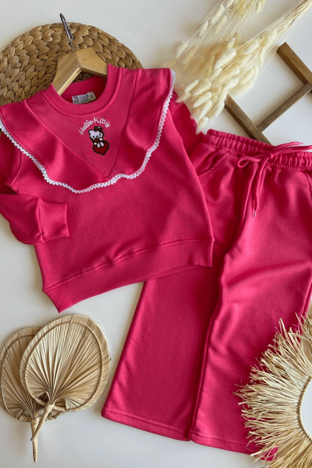 🎀 HELLO HEART KIZ ÇOCUK SWEAT & EŞOFMAN TAKIM – FUŞYA