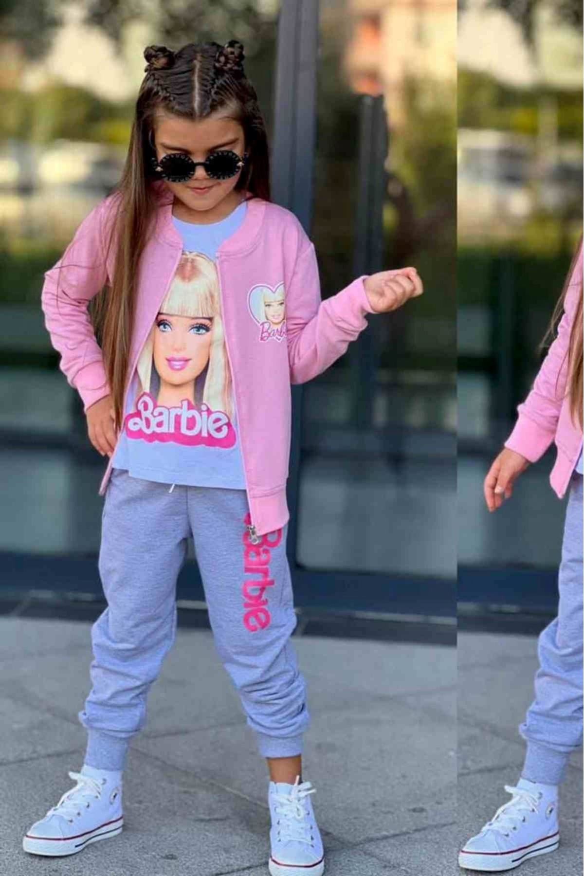 3'LÜ BARBİE BASKILI EŞOFMAN TAKIMI