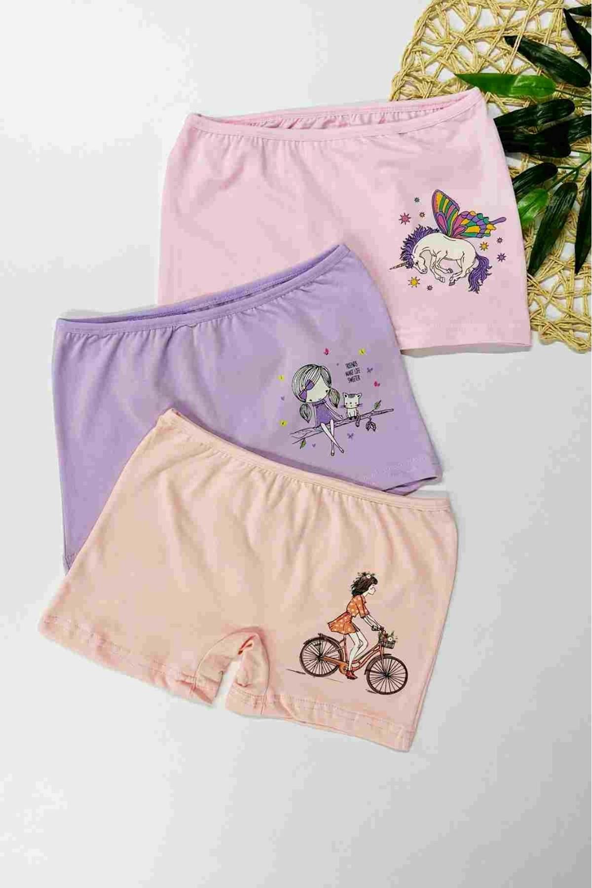 3'LÜ KIZ ÇOCUK BOXER SET