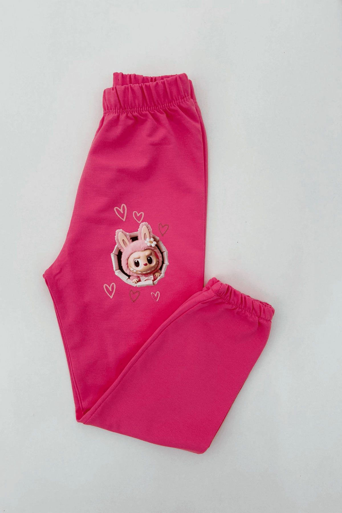 PEMBE RENK LABUBU BASKILI KIZ ÇOCUK EŞOFMAN ALTI