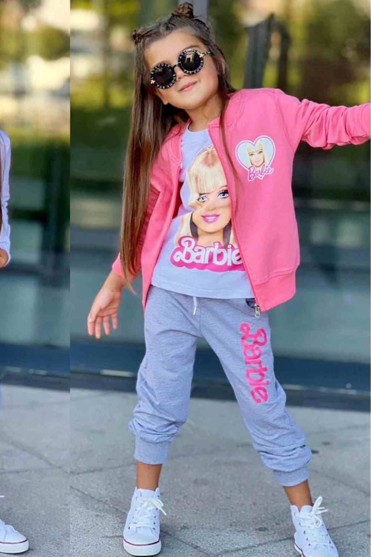 3'LÜ BARBİE BASKILI EŞOFMAN TAKIMI
