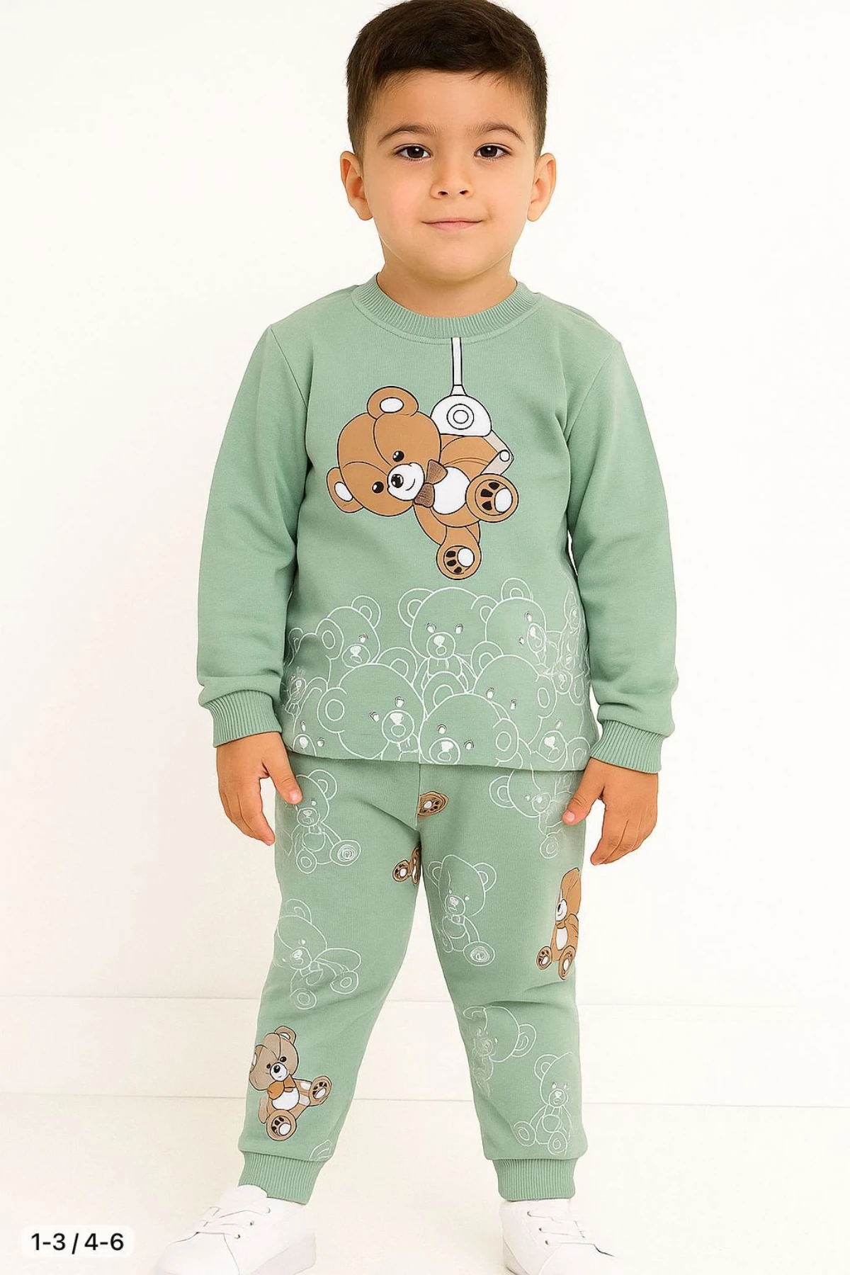 MİNT RENK AYICIK DESEN ERKEK ÇOCUK PİJAMA TAKIMI